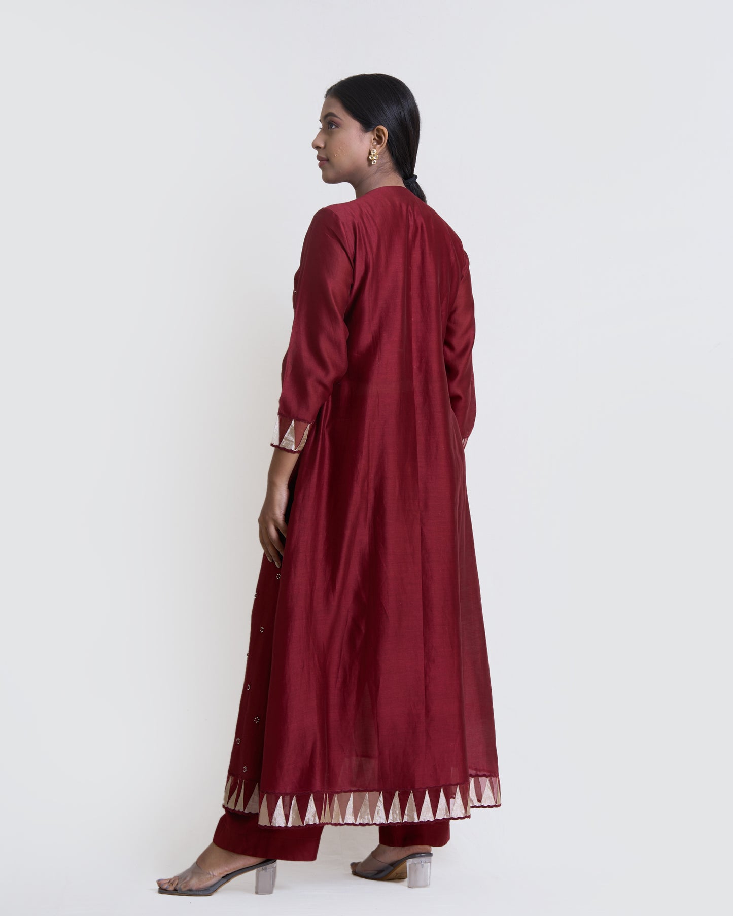 Maroon Chanderi Kurta with Pants