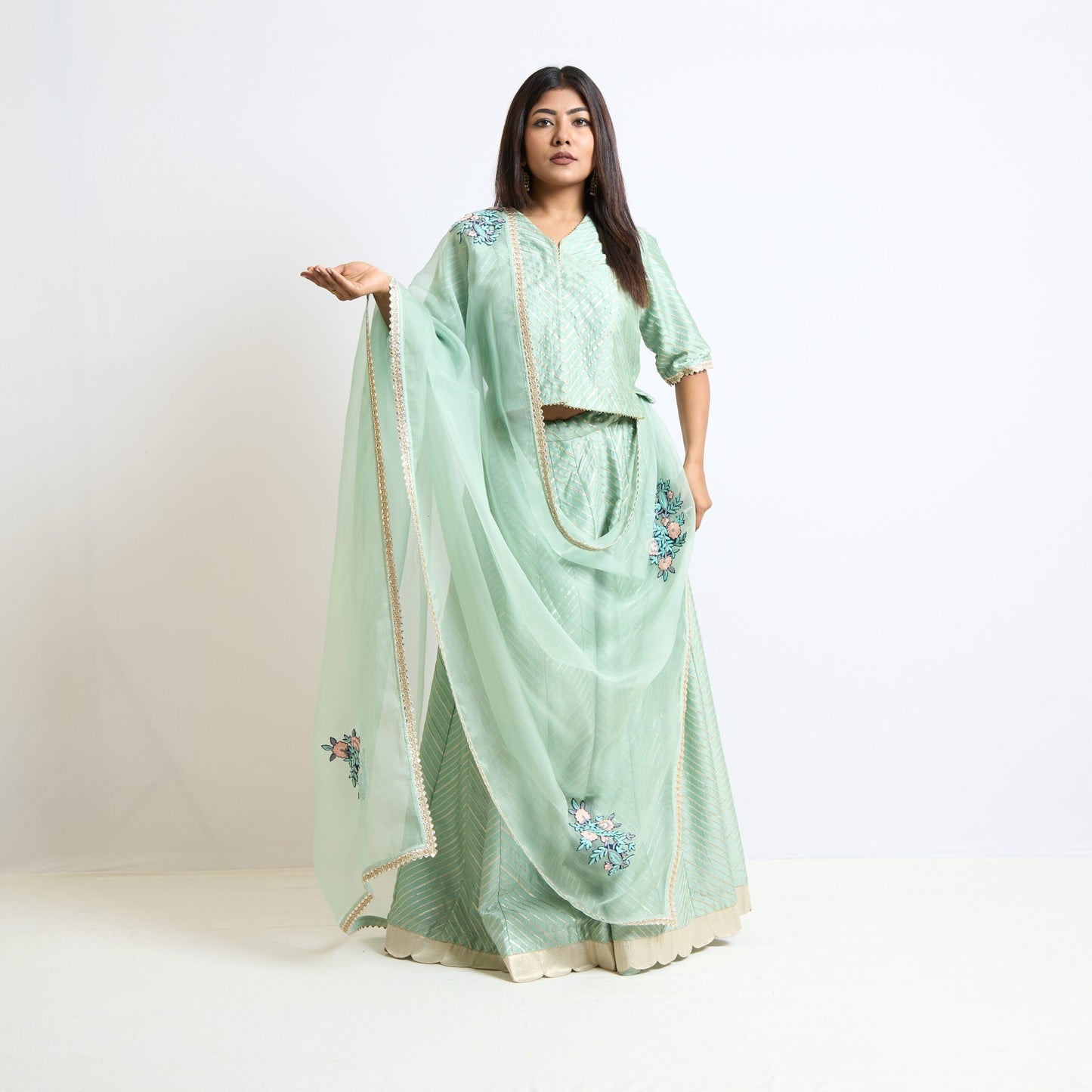 Powder blue gota lehanga set