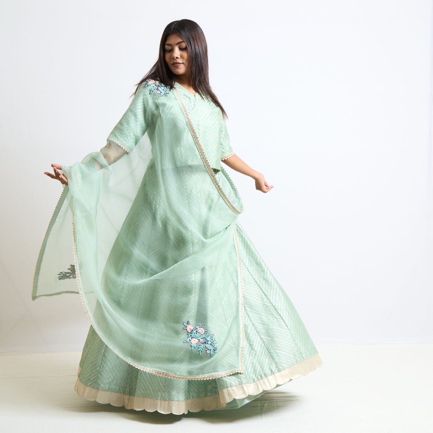Powder blue gota lehanga set