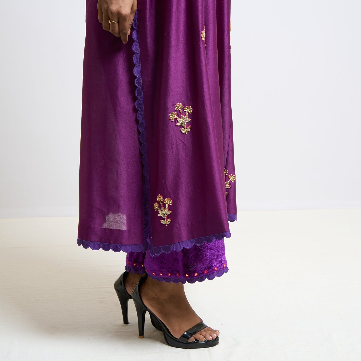 Wine Gota Embroidery Butis Kurta Set