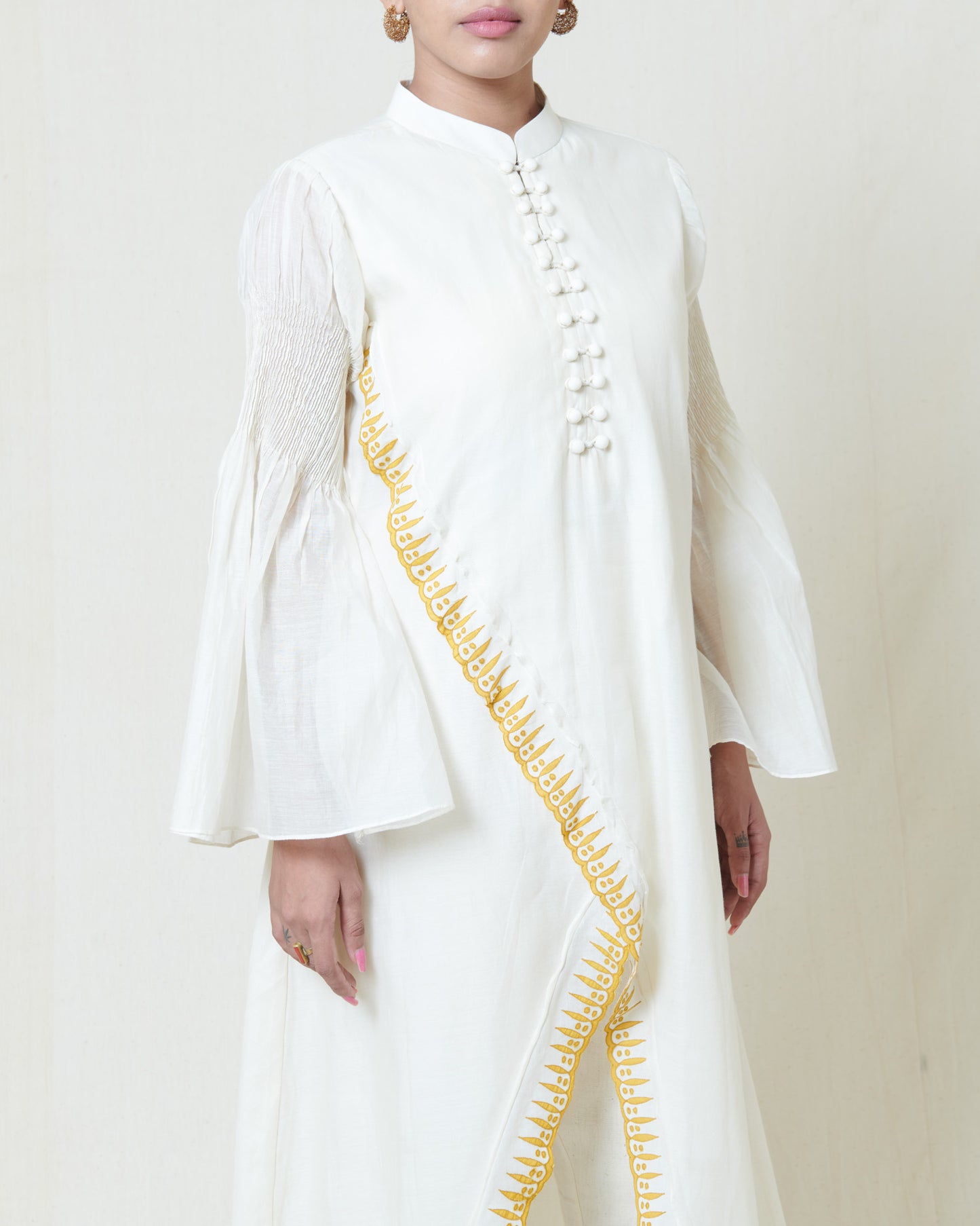 Ivory Layered Cross Over Kurta Set