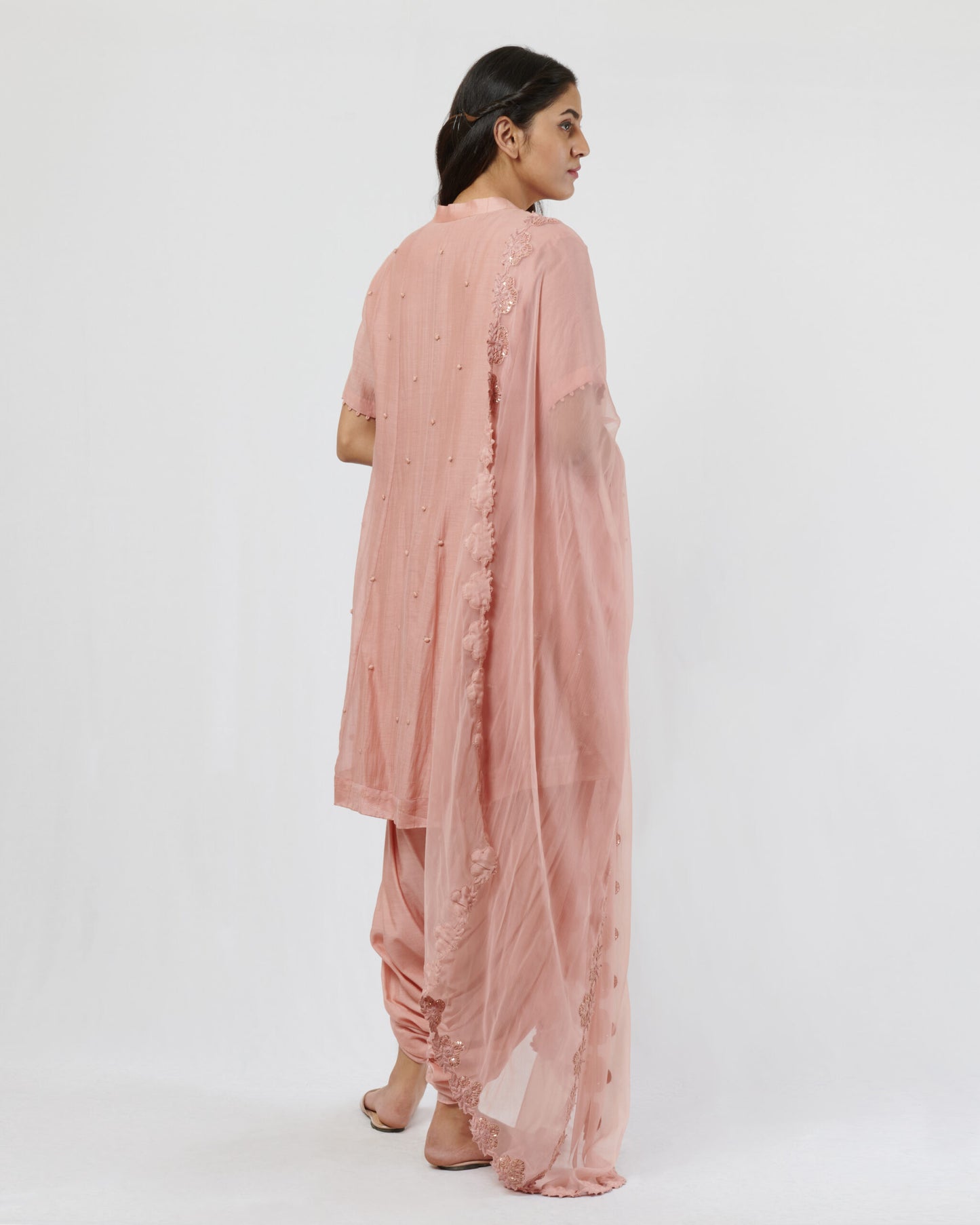 Vintage Pink Kurta Dhoti Set with Dupatta