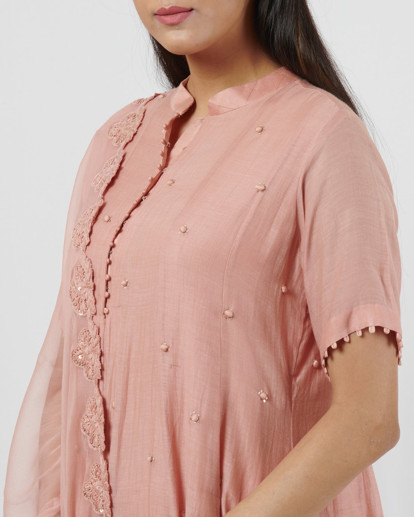 Vintage Pink Kurta Dhoti Set with Dupatta