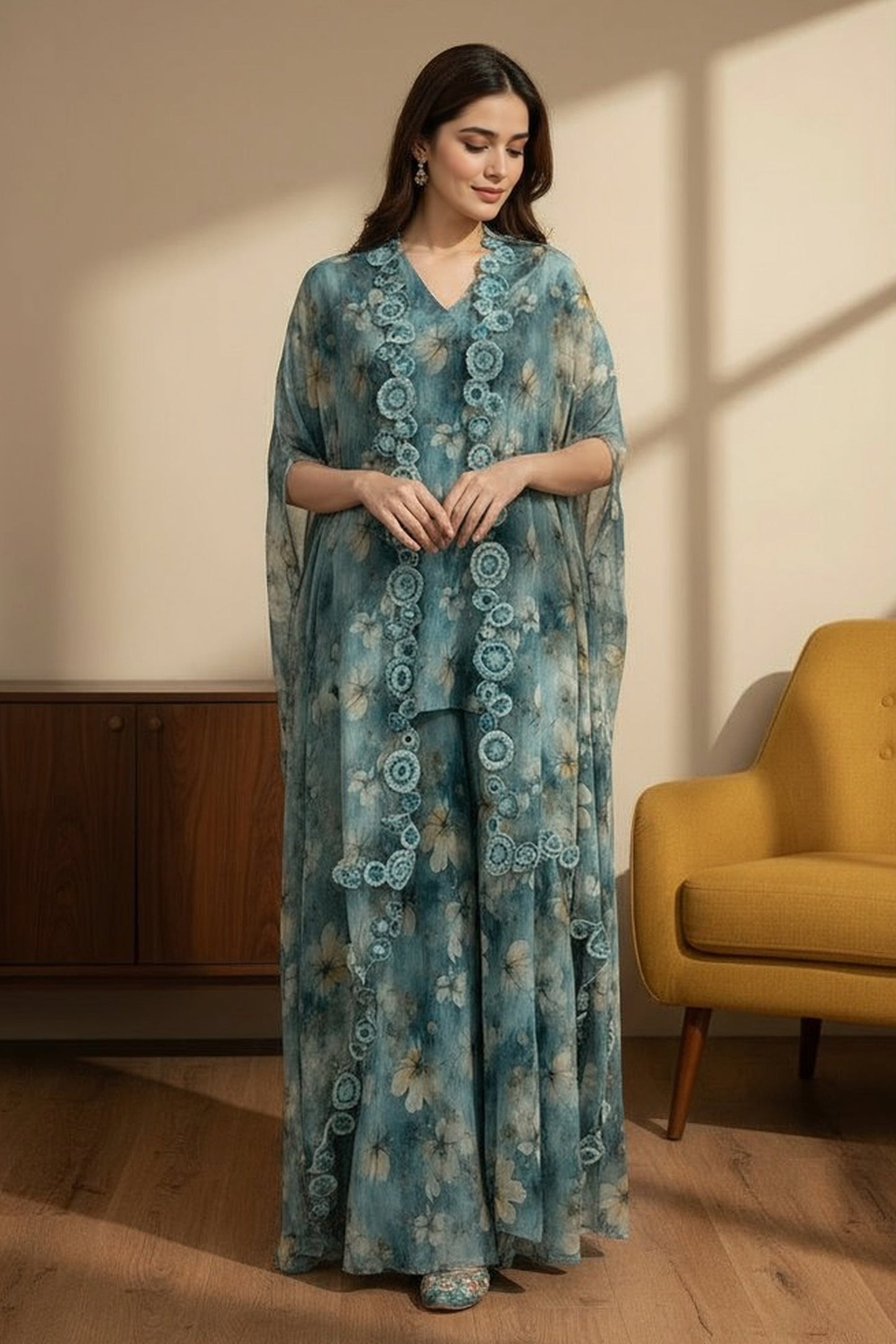 Teal Bloom Skirt Set