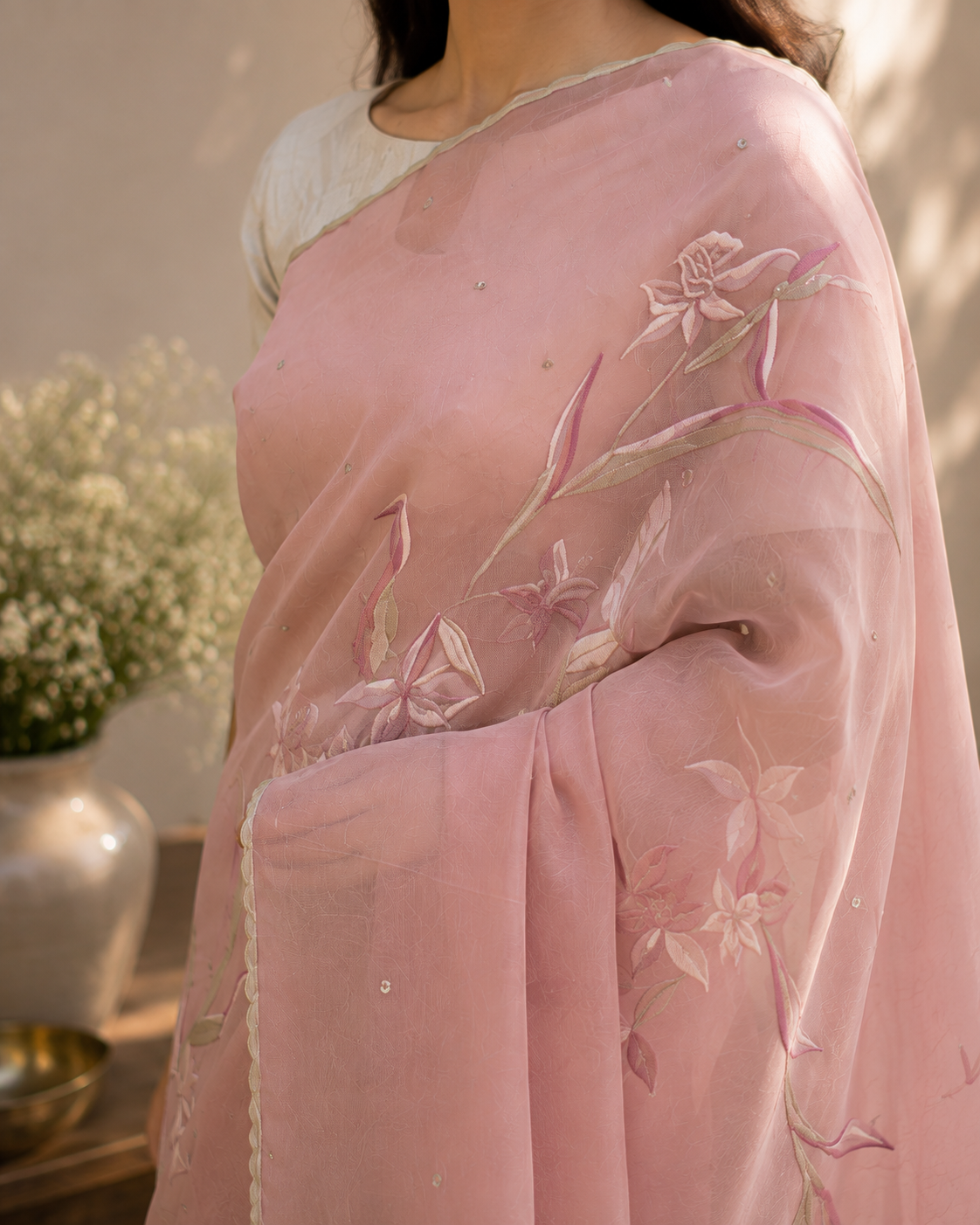 Gulmohar Organza Sari Set