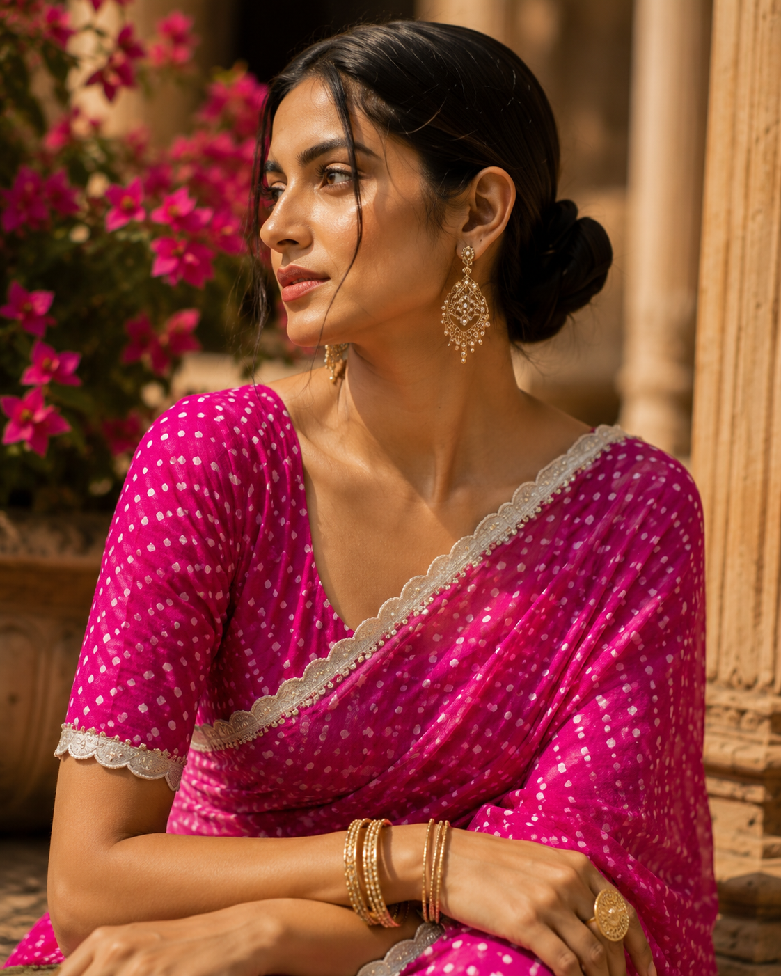 Rangriti Bandhani Sari