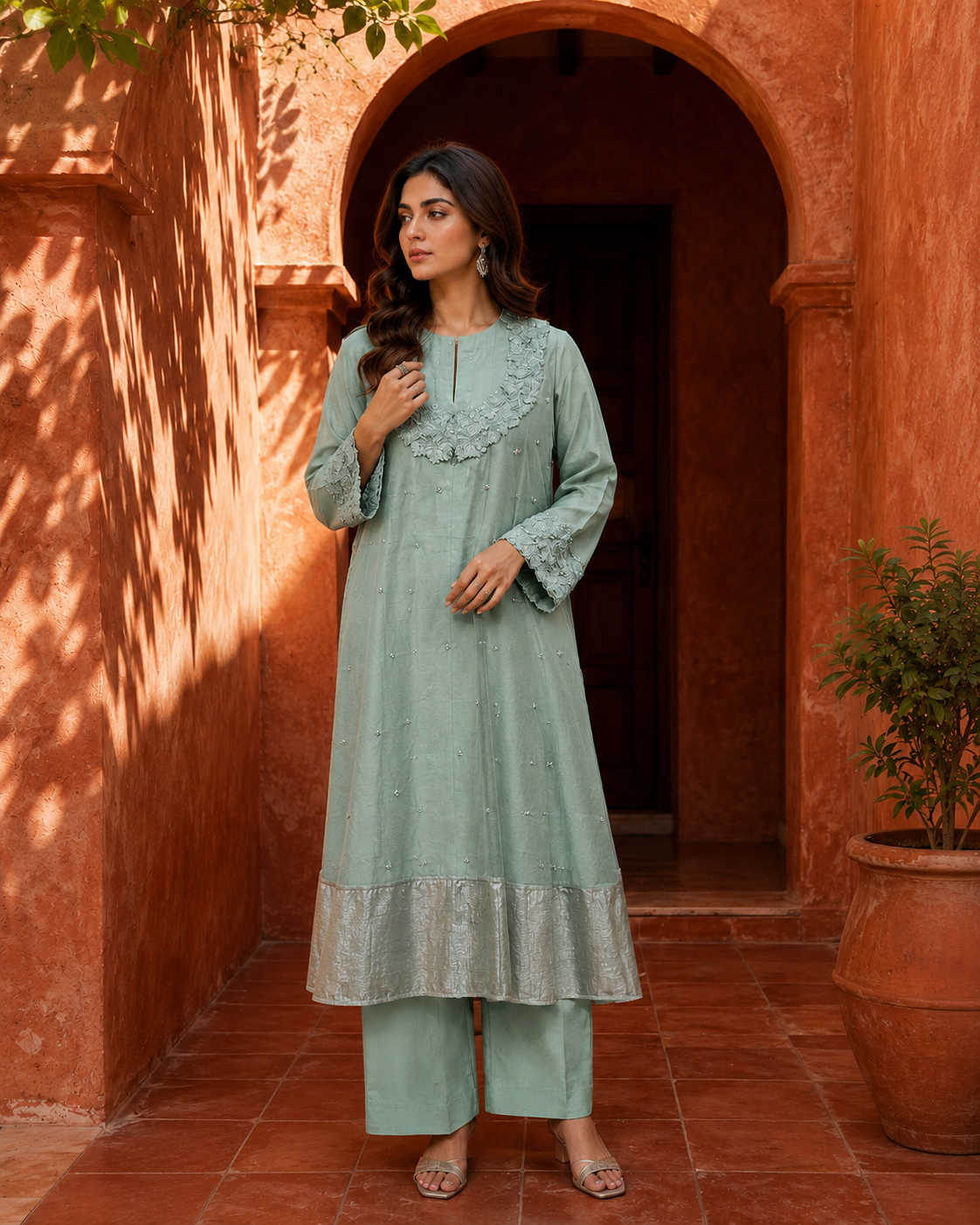 Sage Mist Embroidered Kurta Set