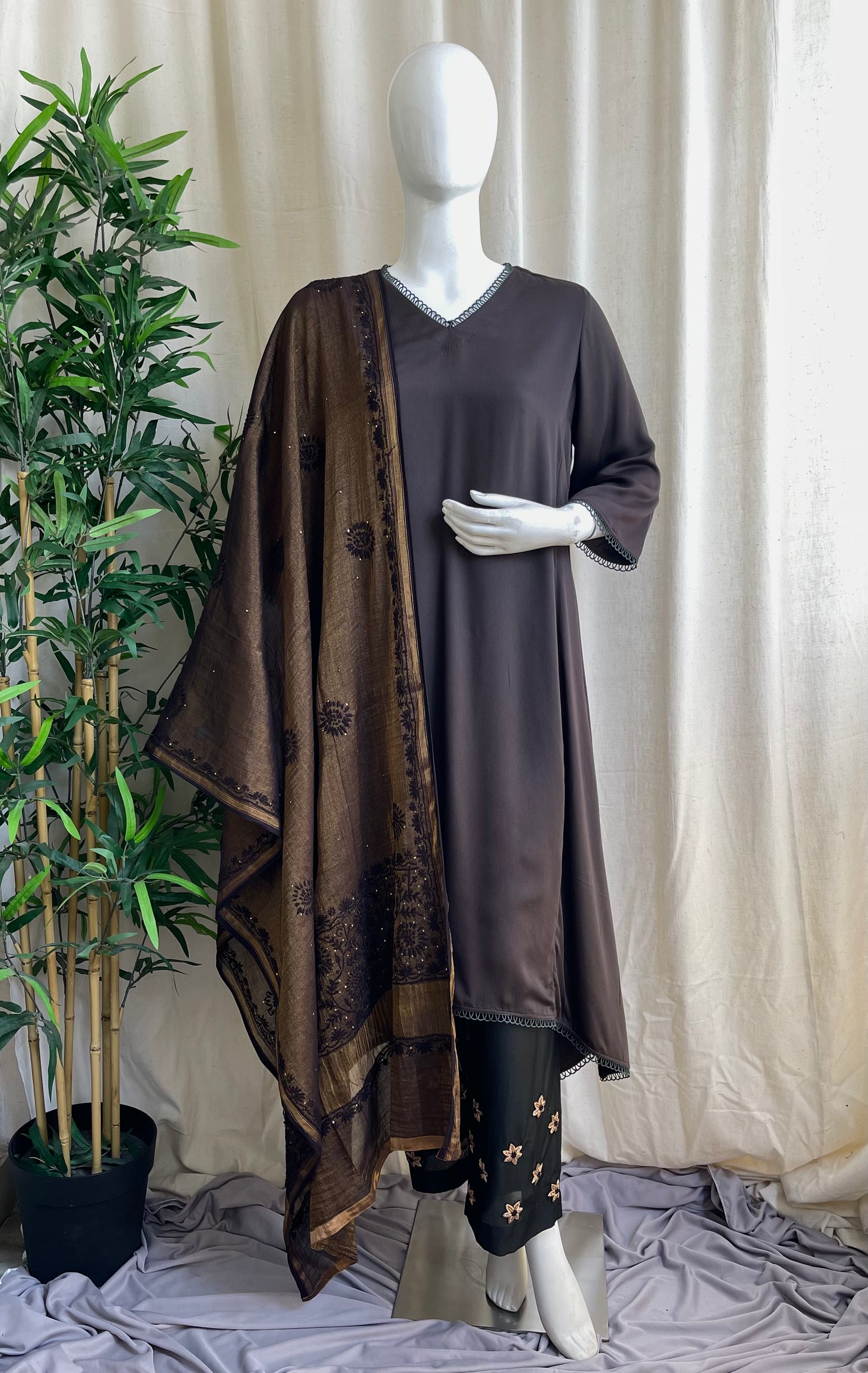 Shabnam Black Printed Cape Kurta Set