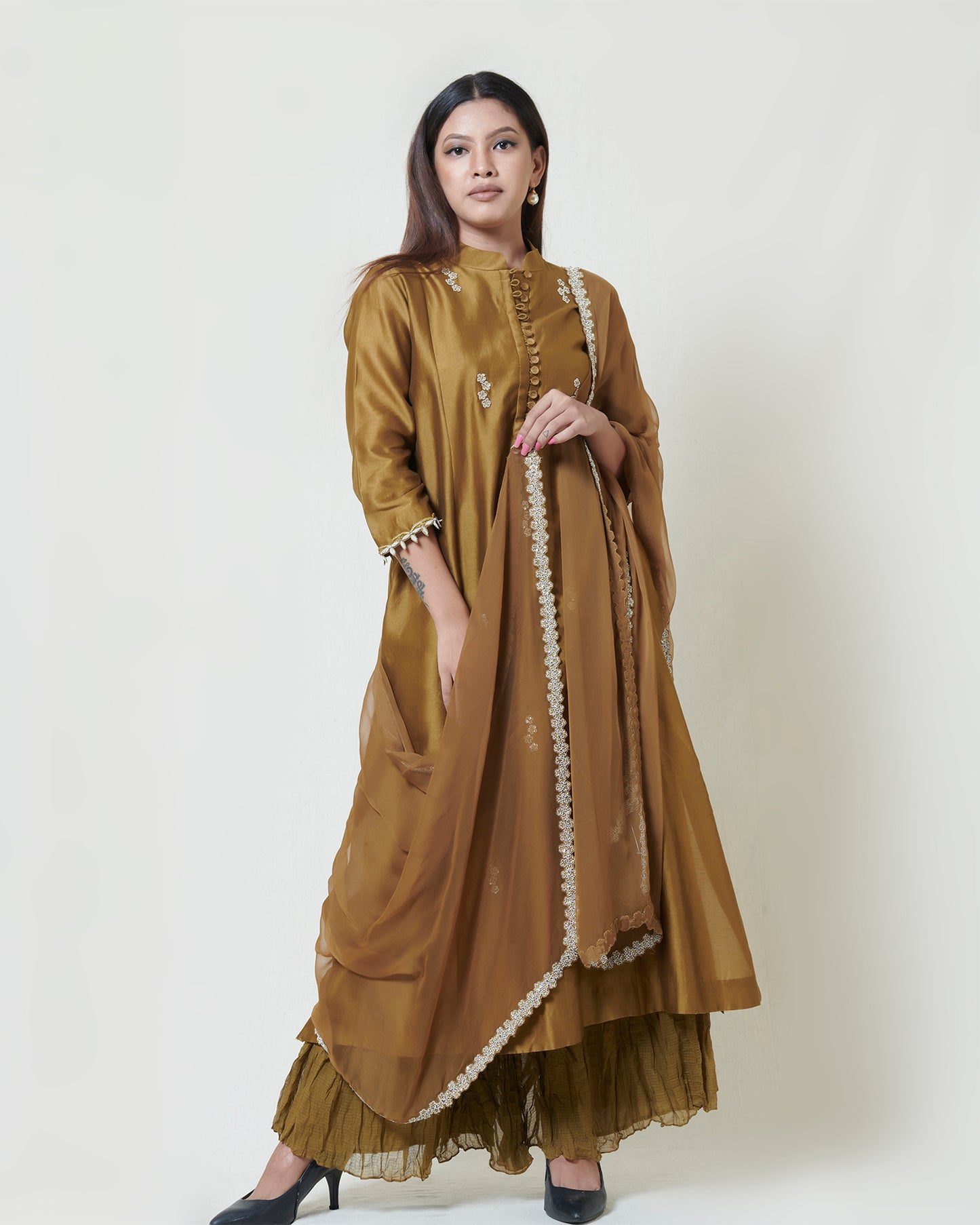 Gold champagne kurta set
