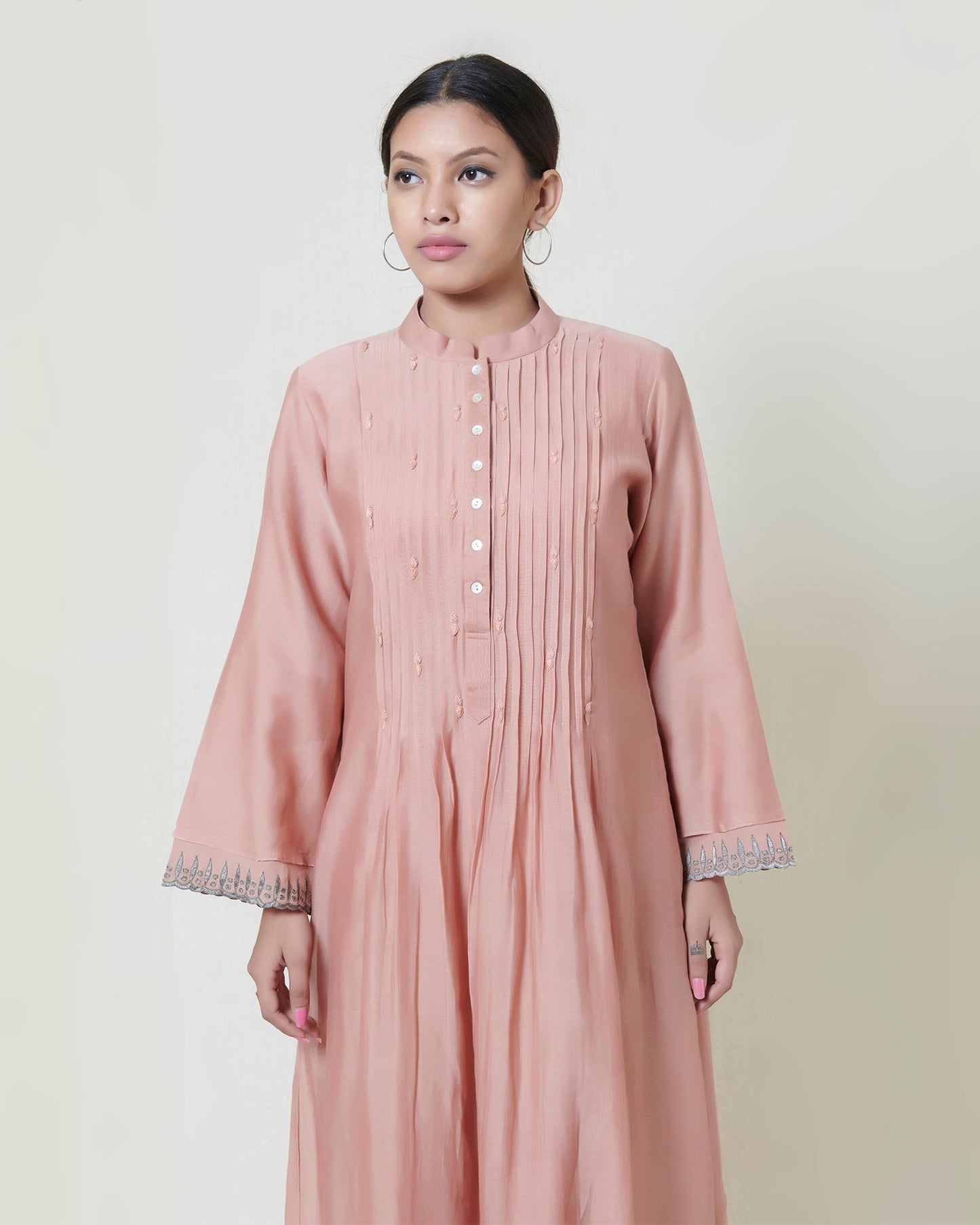 Salmon pink layered dress