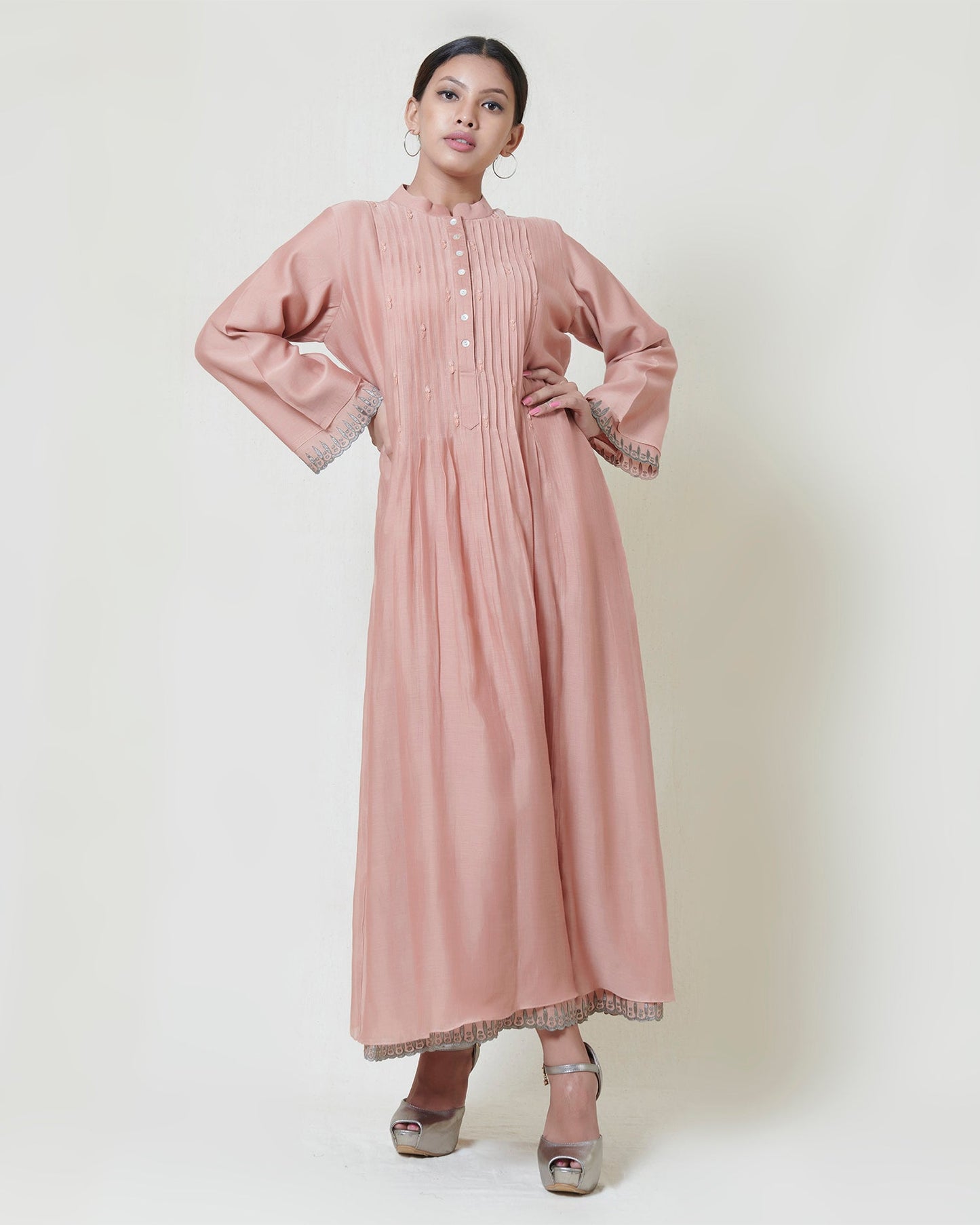 Salmon pink layered dress