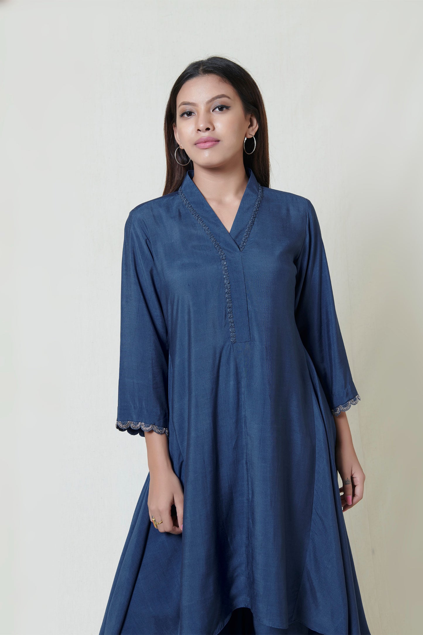 Indigo Blue Tunic with Drape Pants Set