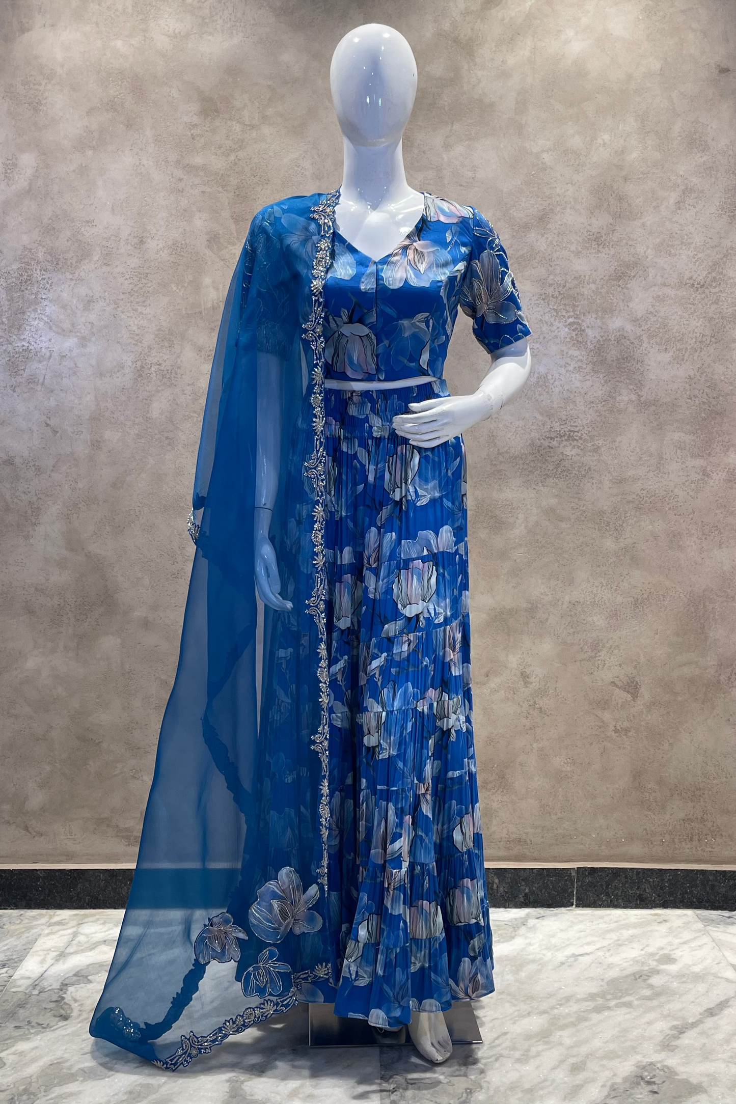 Berry Blue Blouse Skirt Set