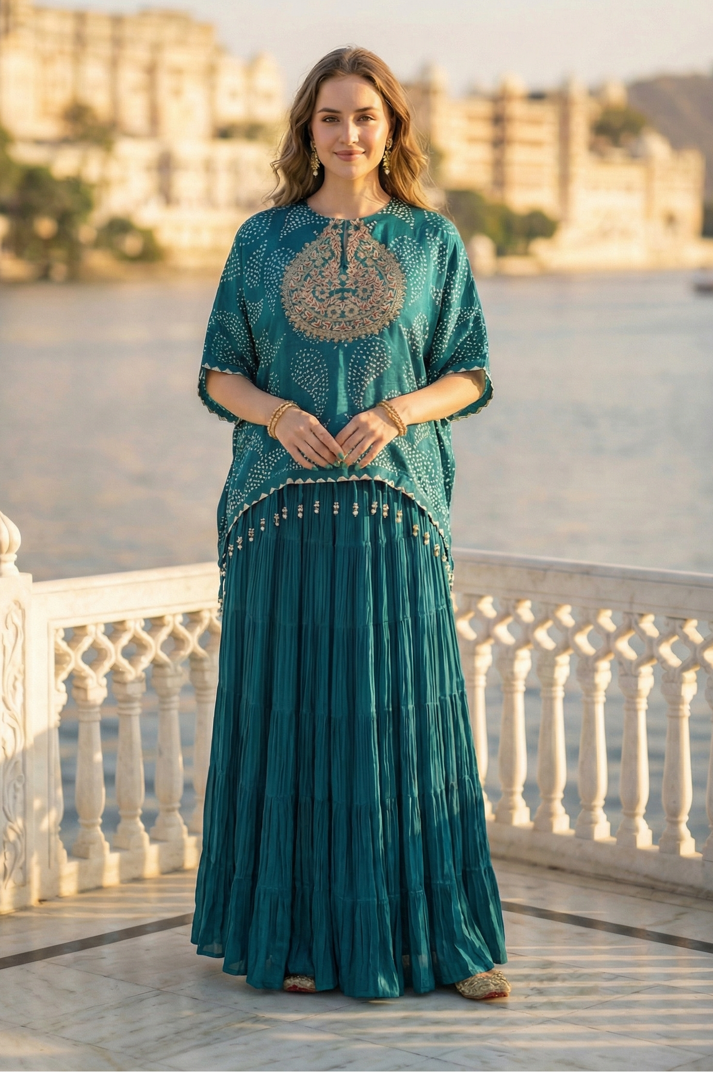 Nargis Bandhani Kaftan Set