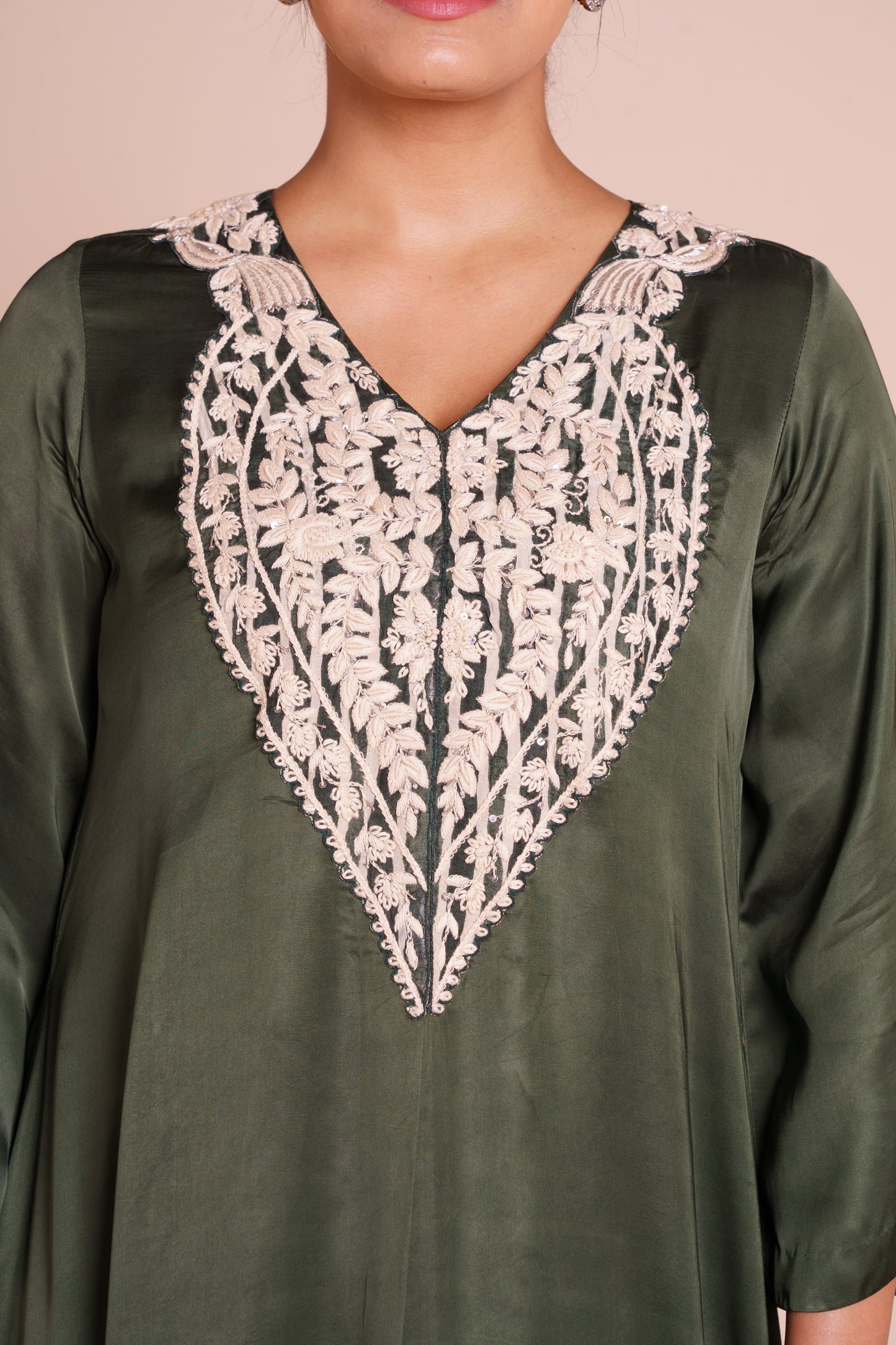 Kavya Bottle Green Kurta Set