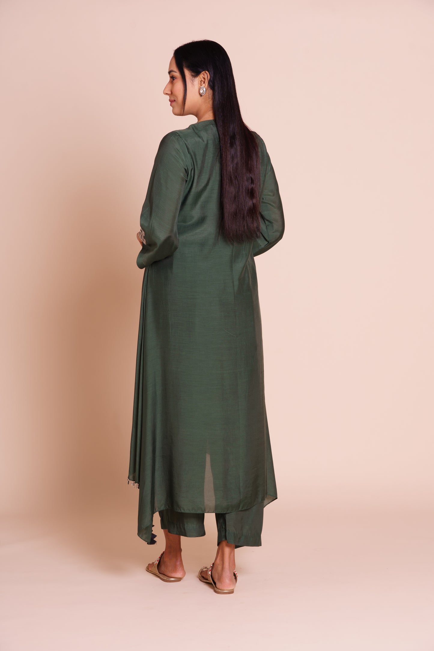 Firan Bottle Green Kurta Set