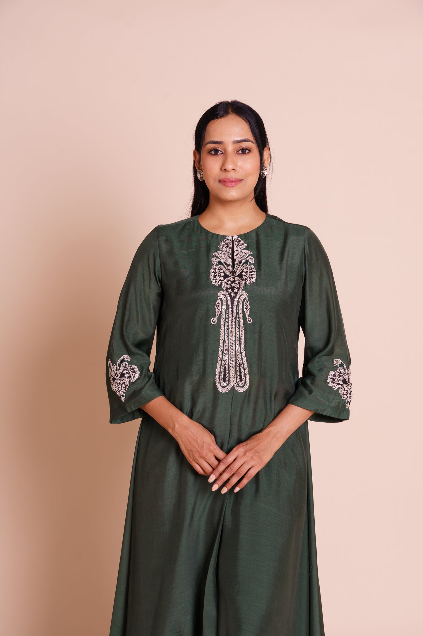 Firan Bottle Green Kurta Set
