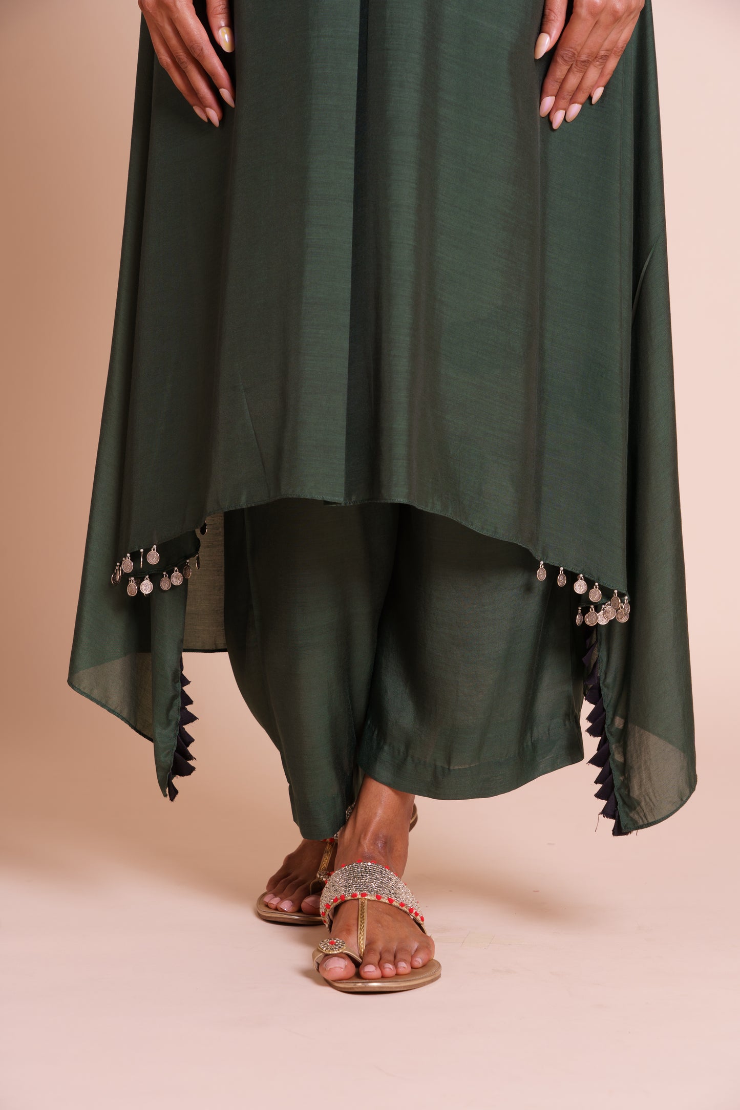 Firan Bottle Green Kurta Set