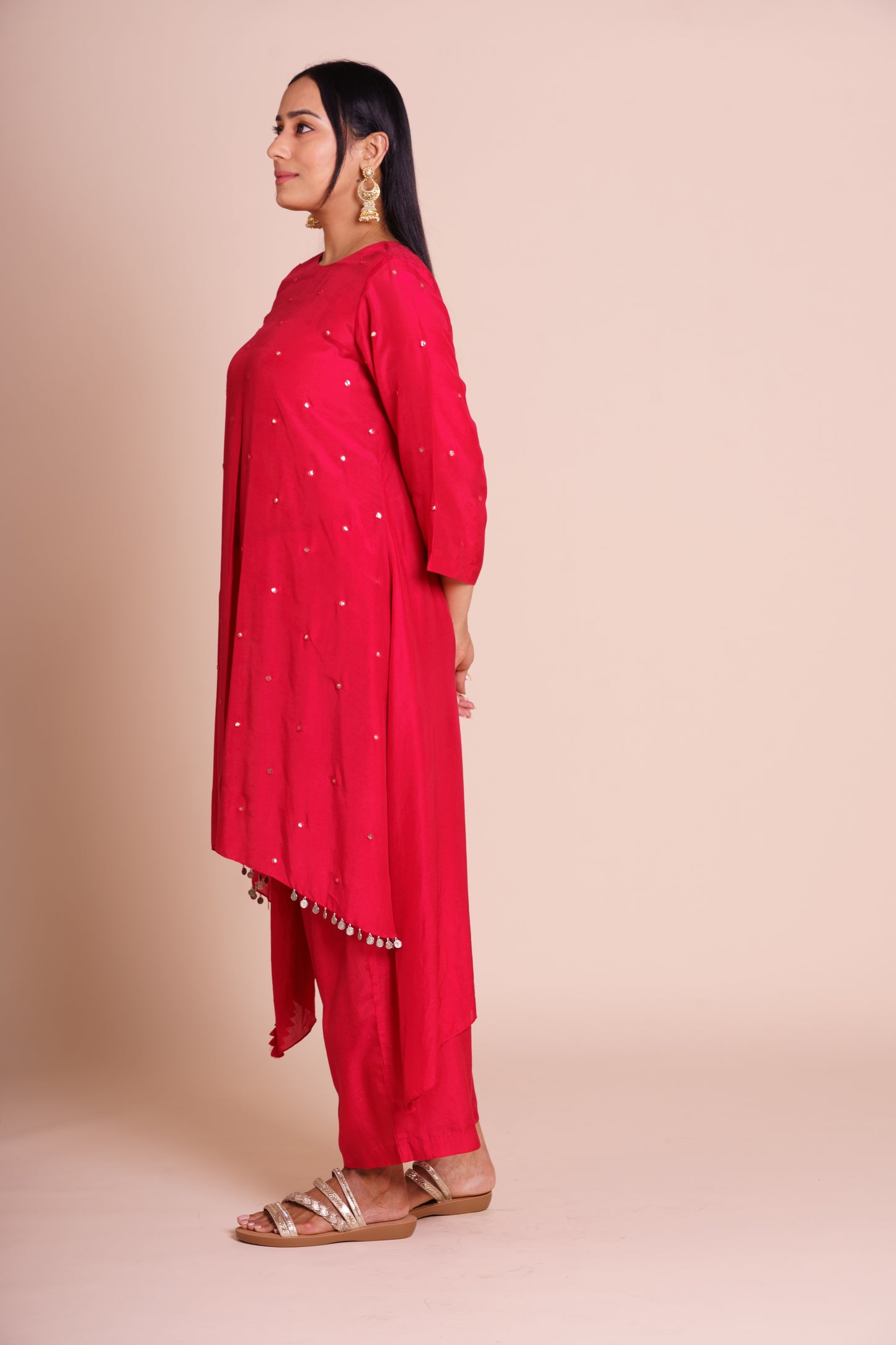Sindoori Red Muslin Kurta Set