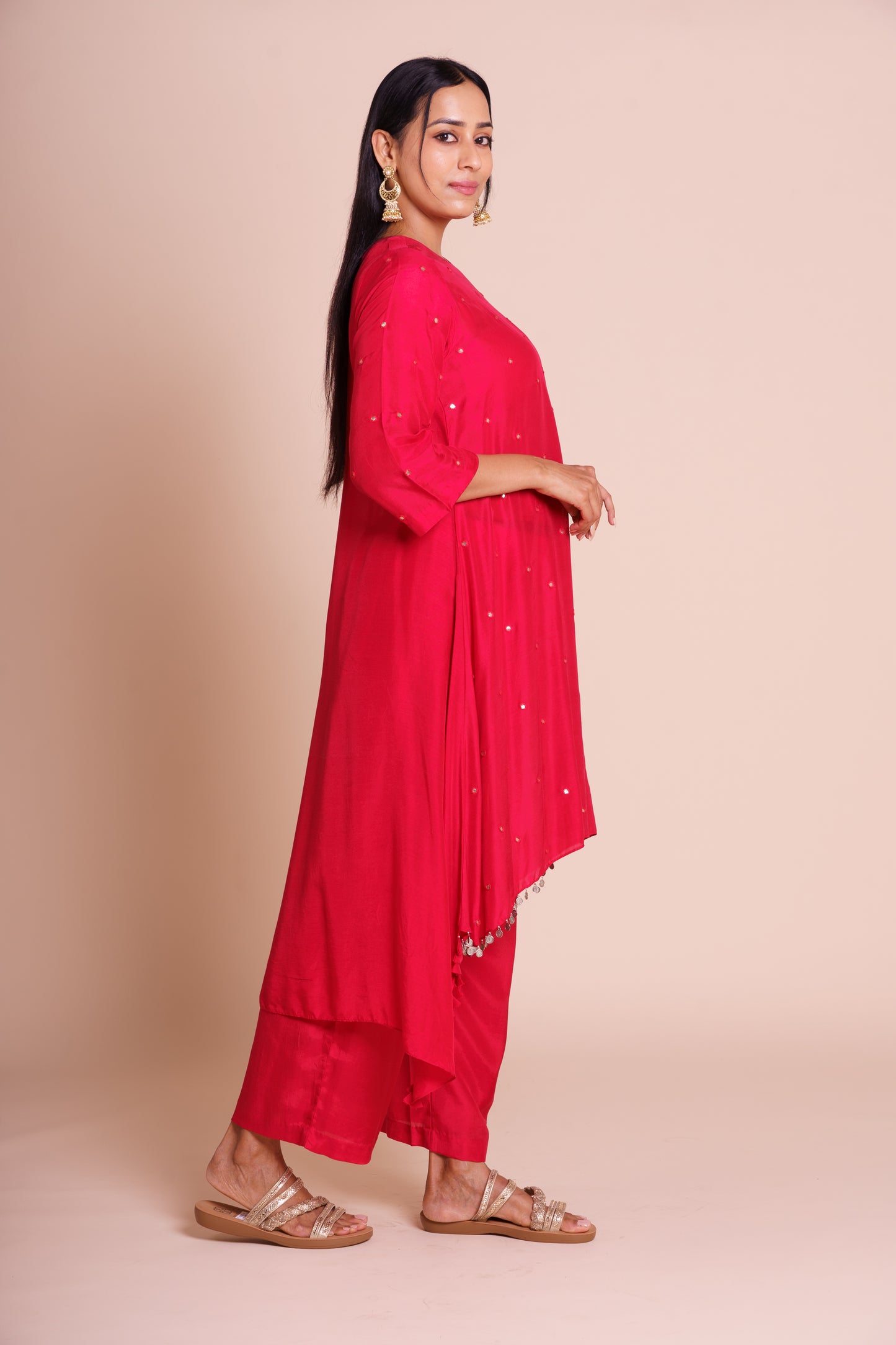 Sindoori Red Muslin Kurta Set