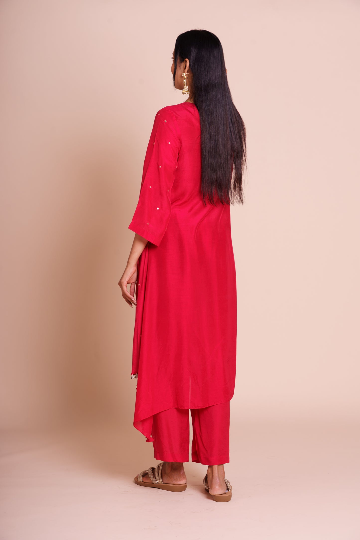 Sindoori Red Muslin Kurta Set