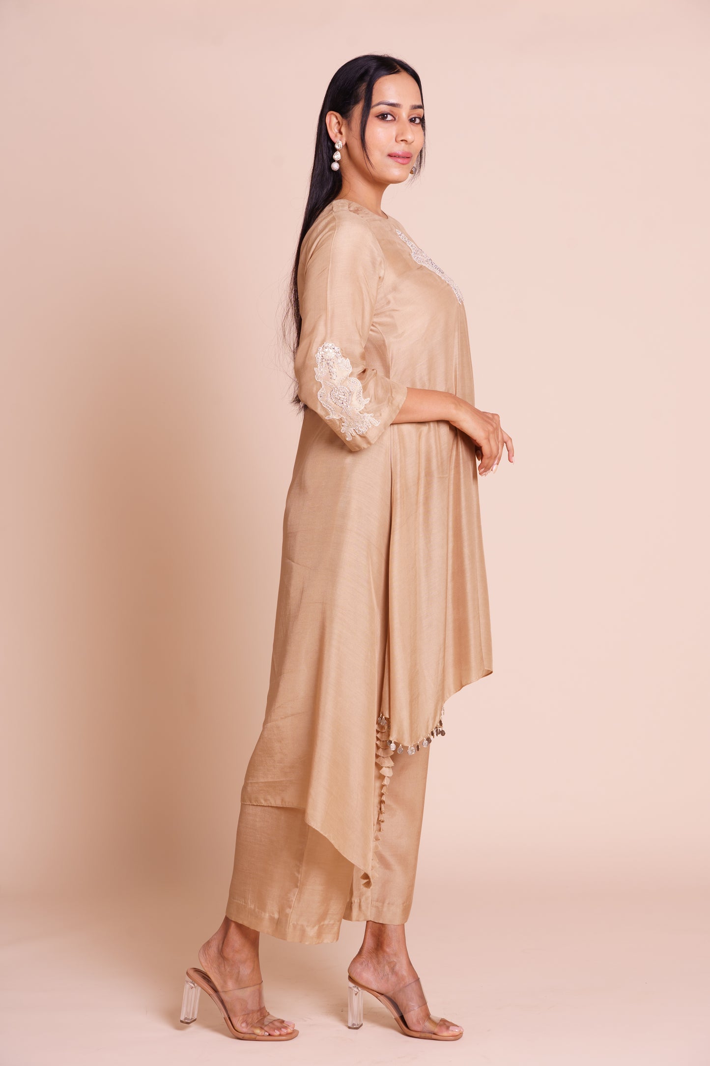 Heer Beige Muslin Kurta Set