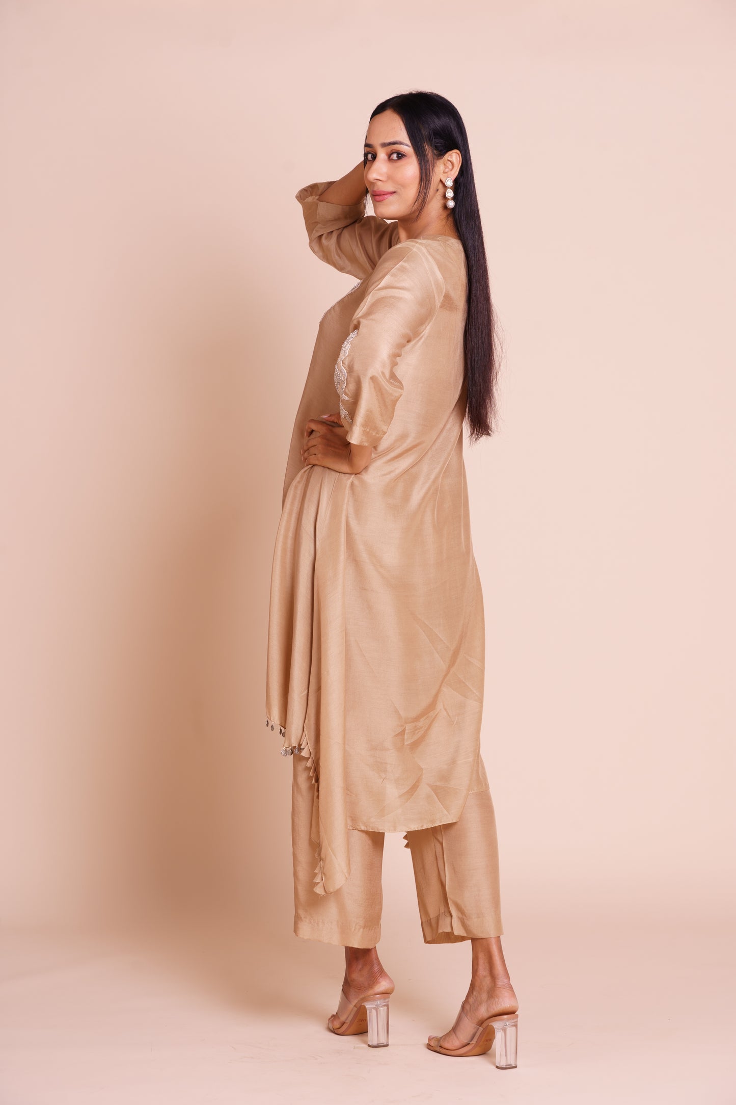 Heer Beige Muslin Kurta Set