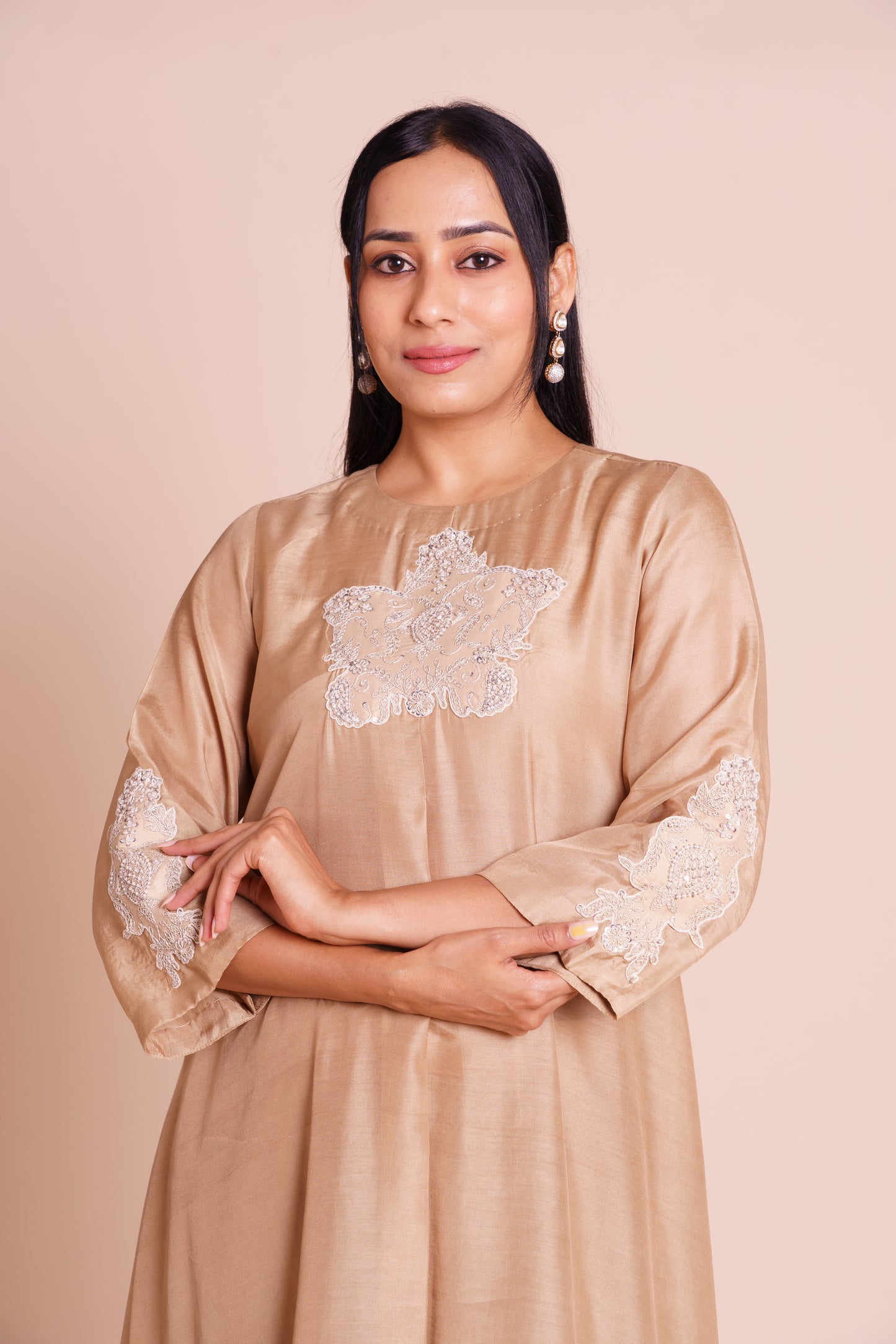 Heer Beige Muslin Kurta Set