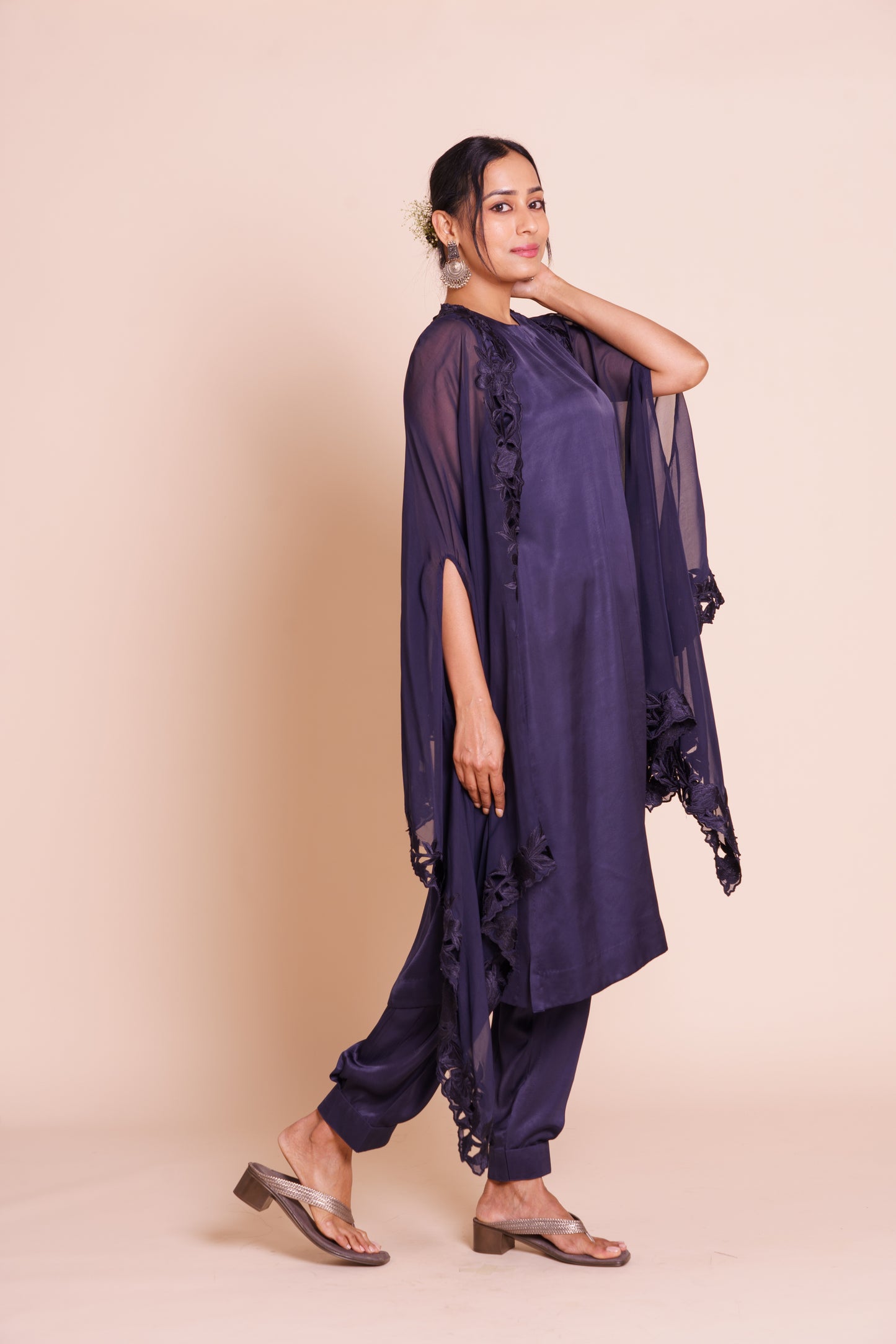 Vanya Indigo Blue Cape Set