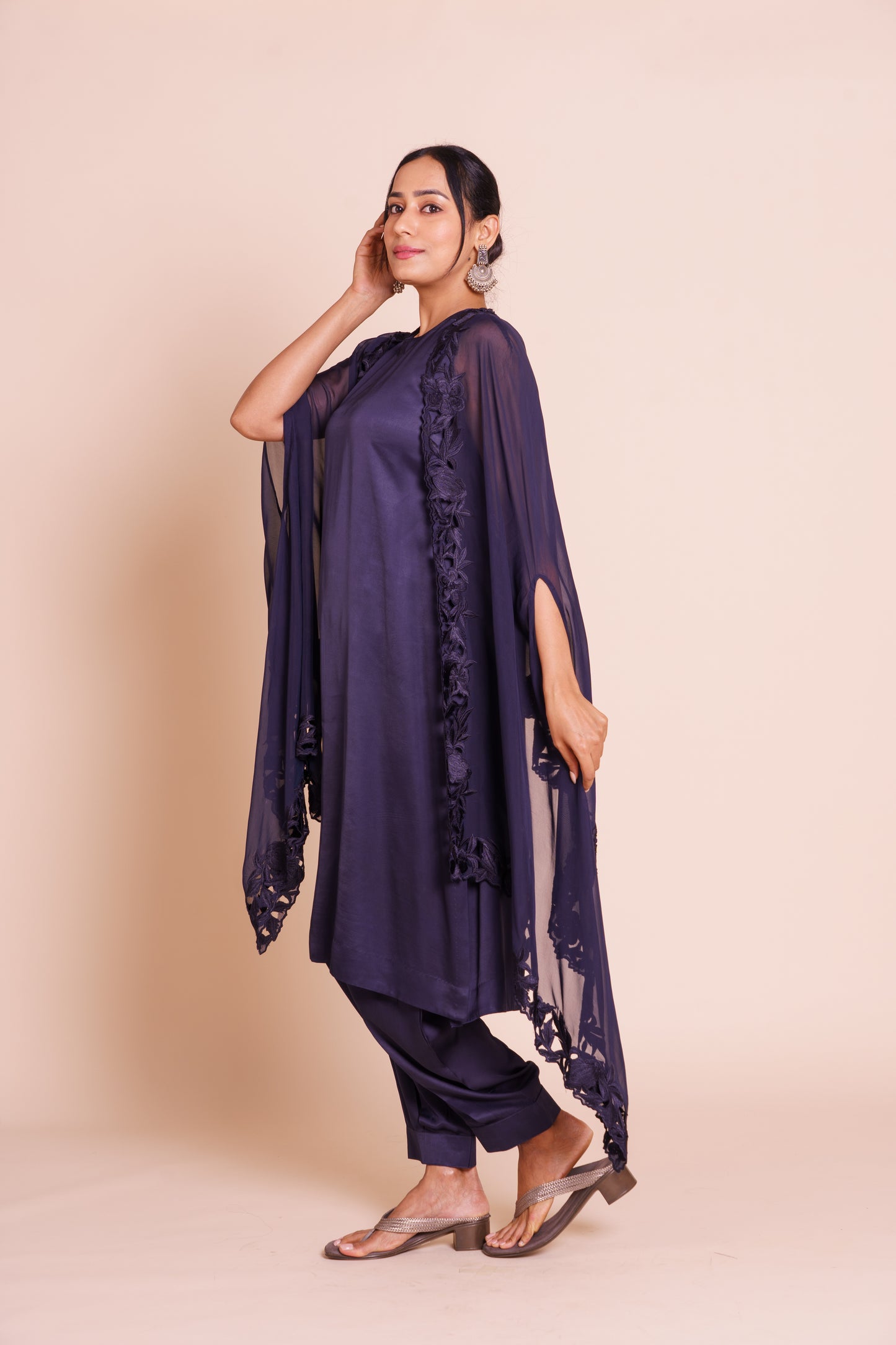 Vanya Indigo Blue Cape Set