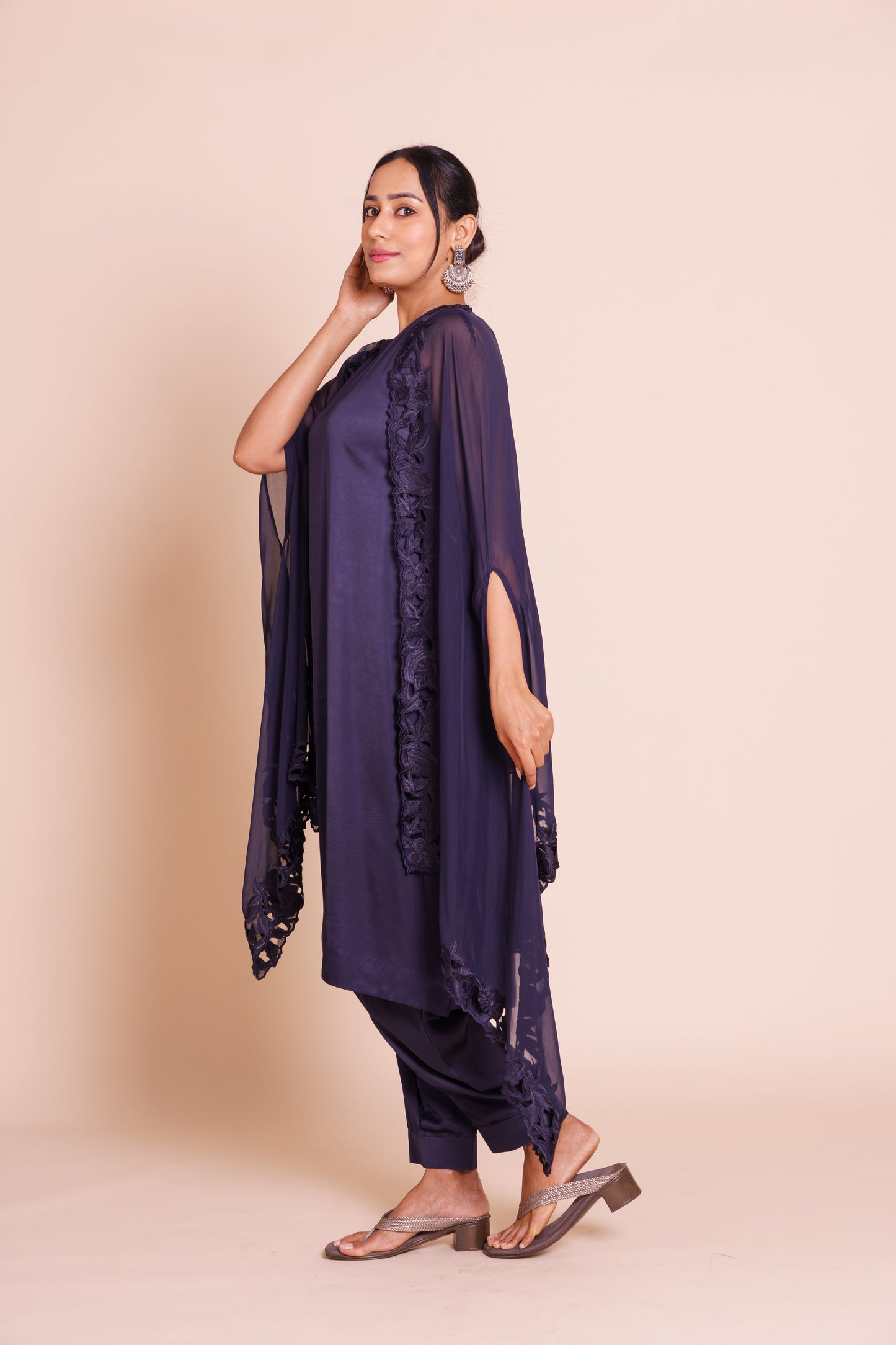 Vanya Indigo Blue Cape Set