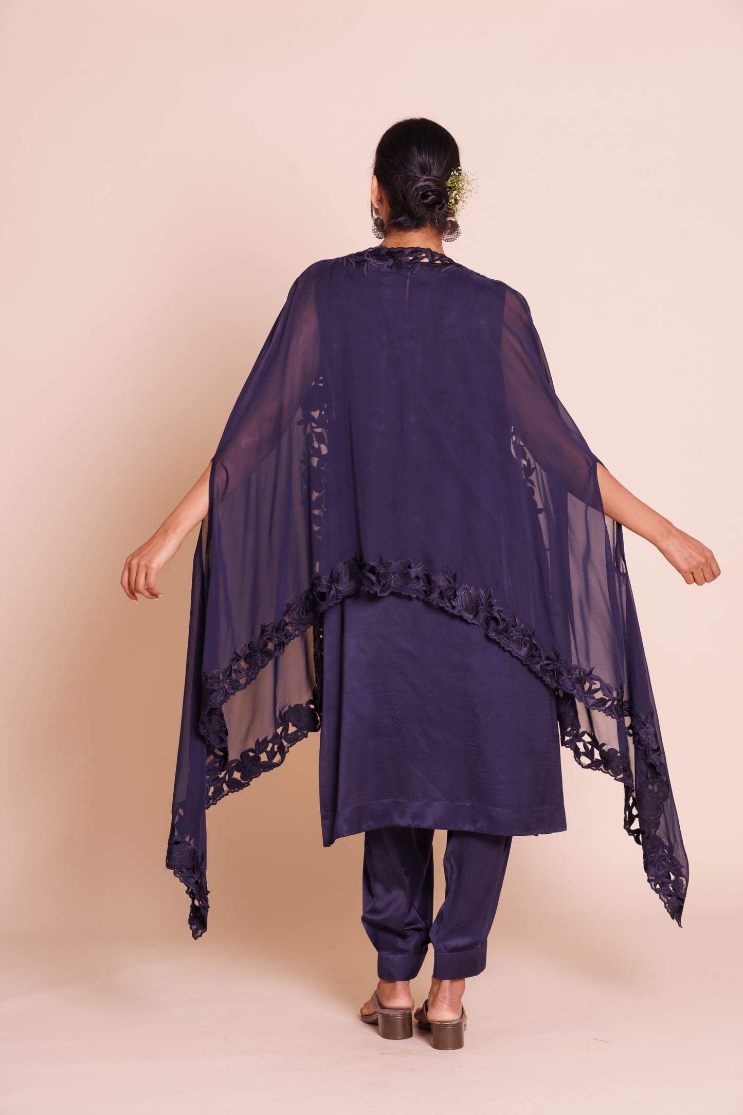 Vanya Indigo Blue Cape Set