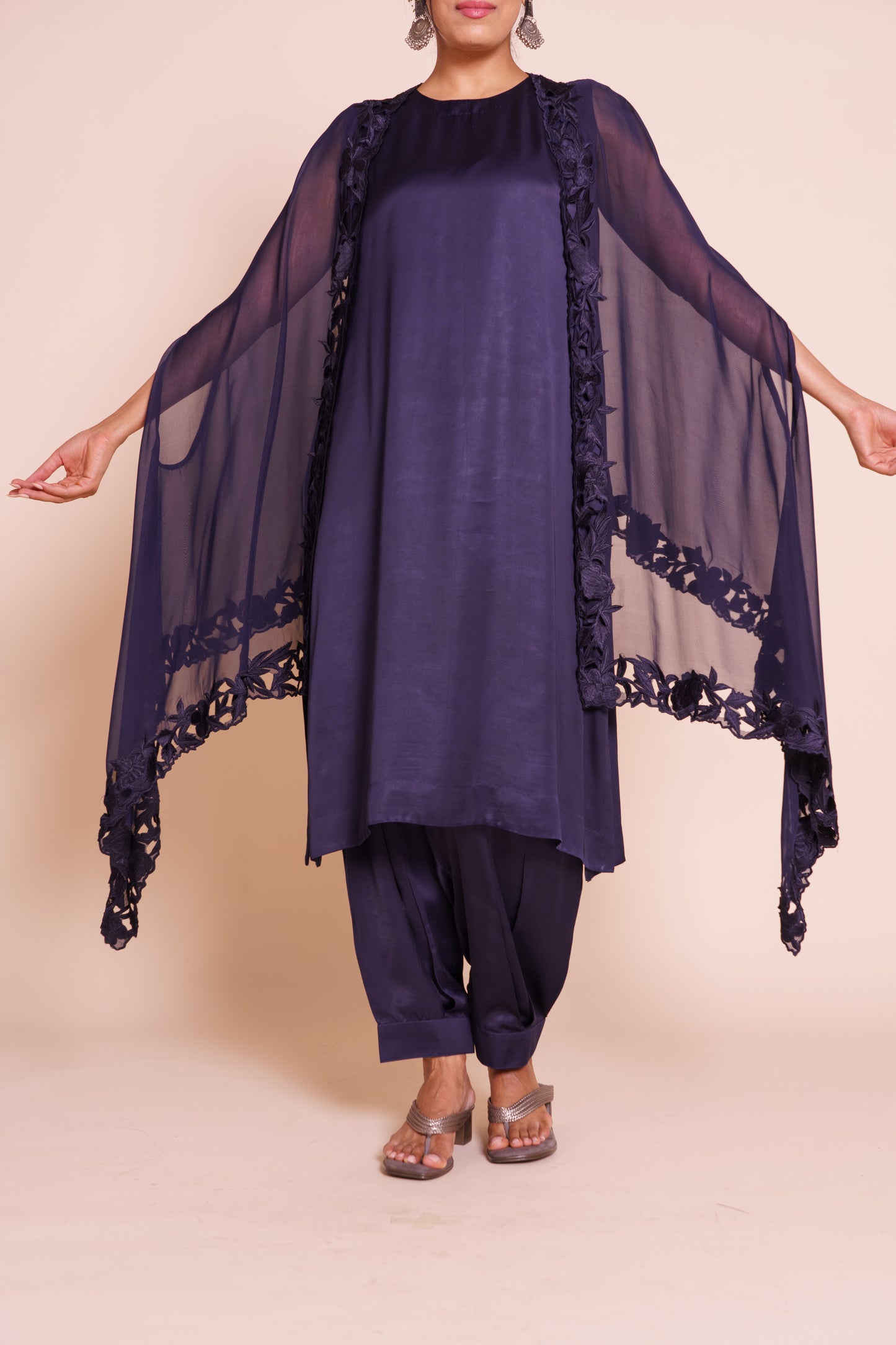 Vanya Indigo Blue Cape Set