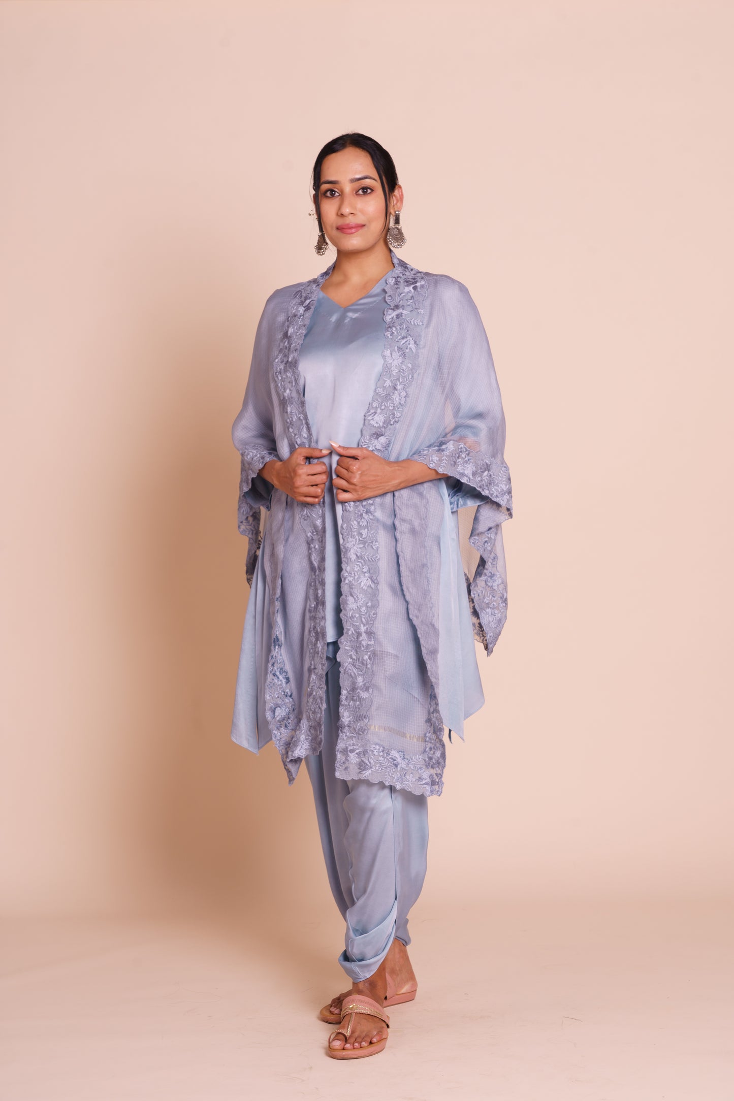 Ziya Grey Cape Set