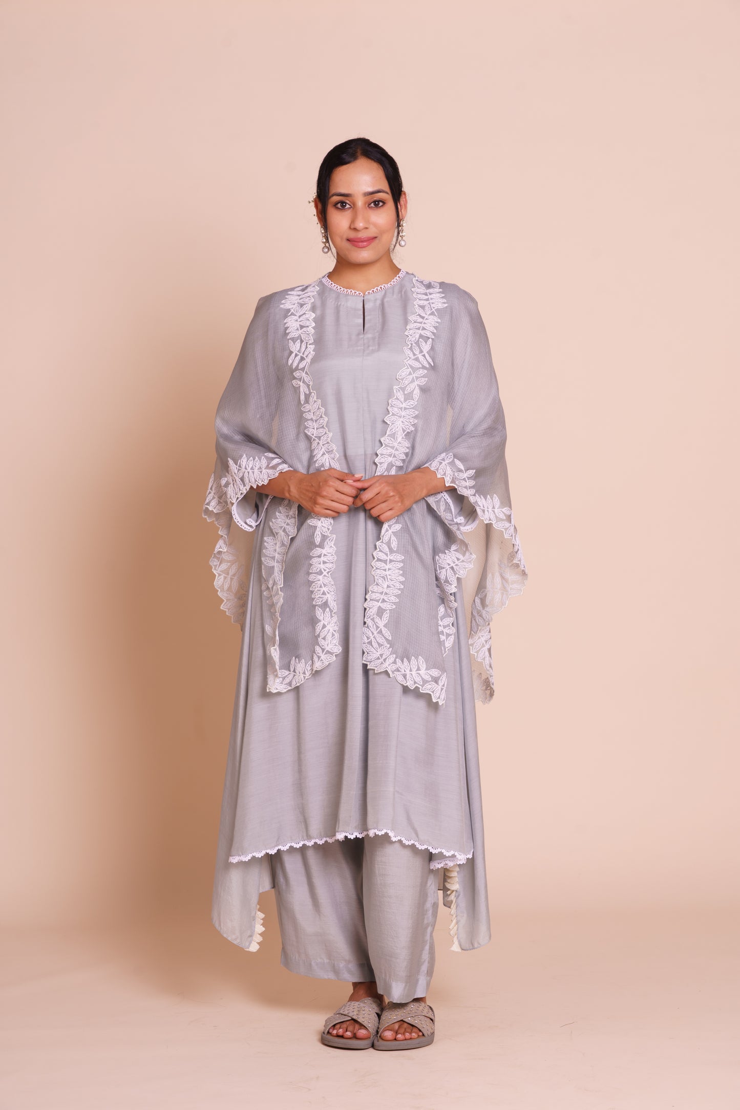 Meera Grey Cape Set