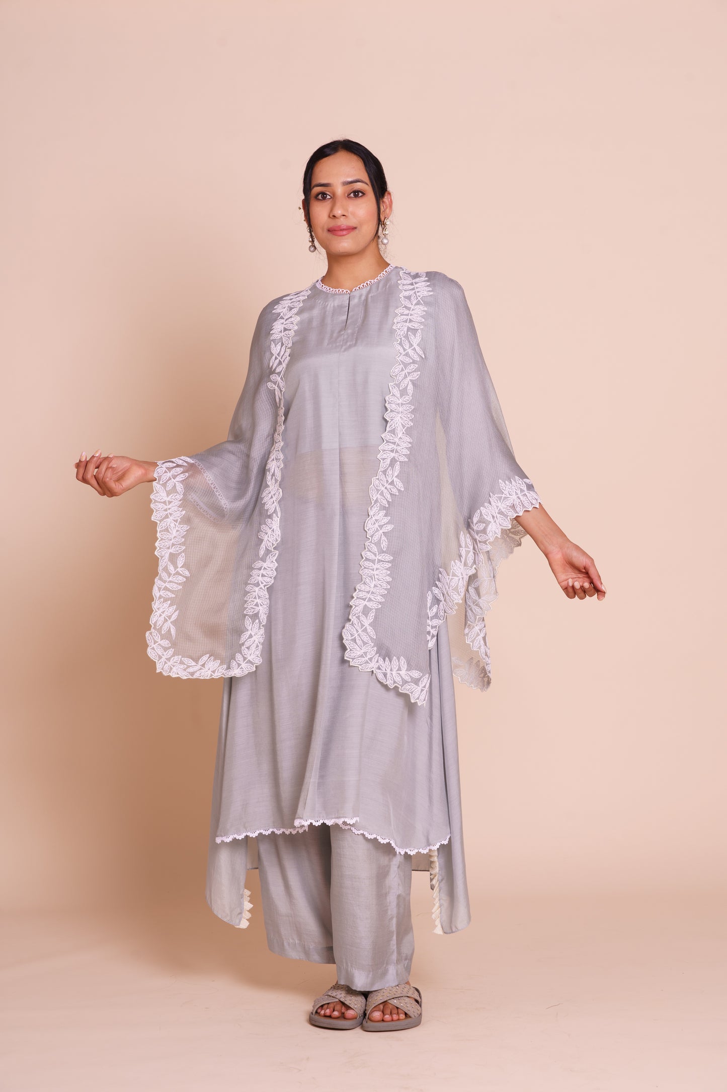 Meera Grey Cape Set