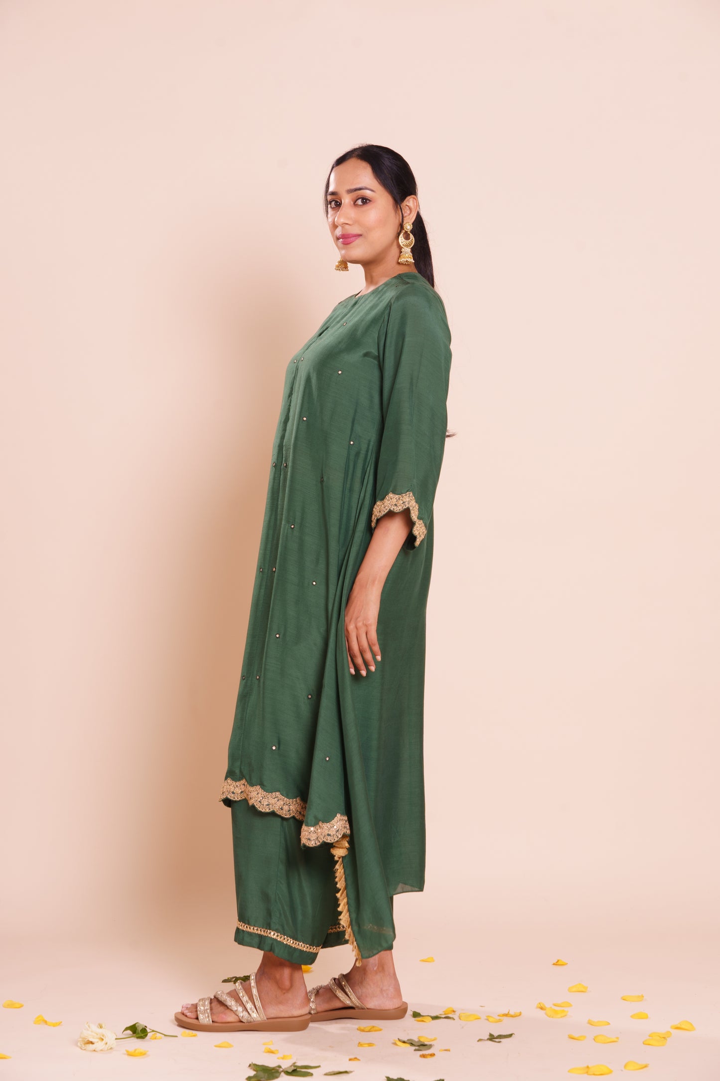 Devina Bottle Green Kurta Se