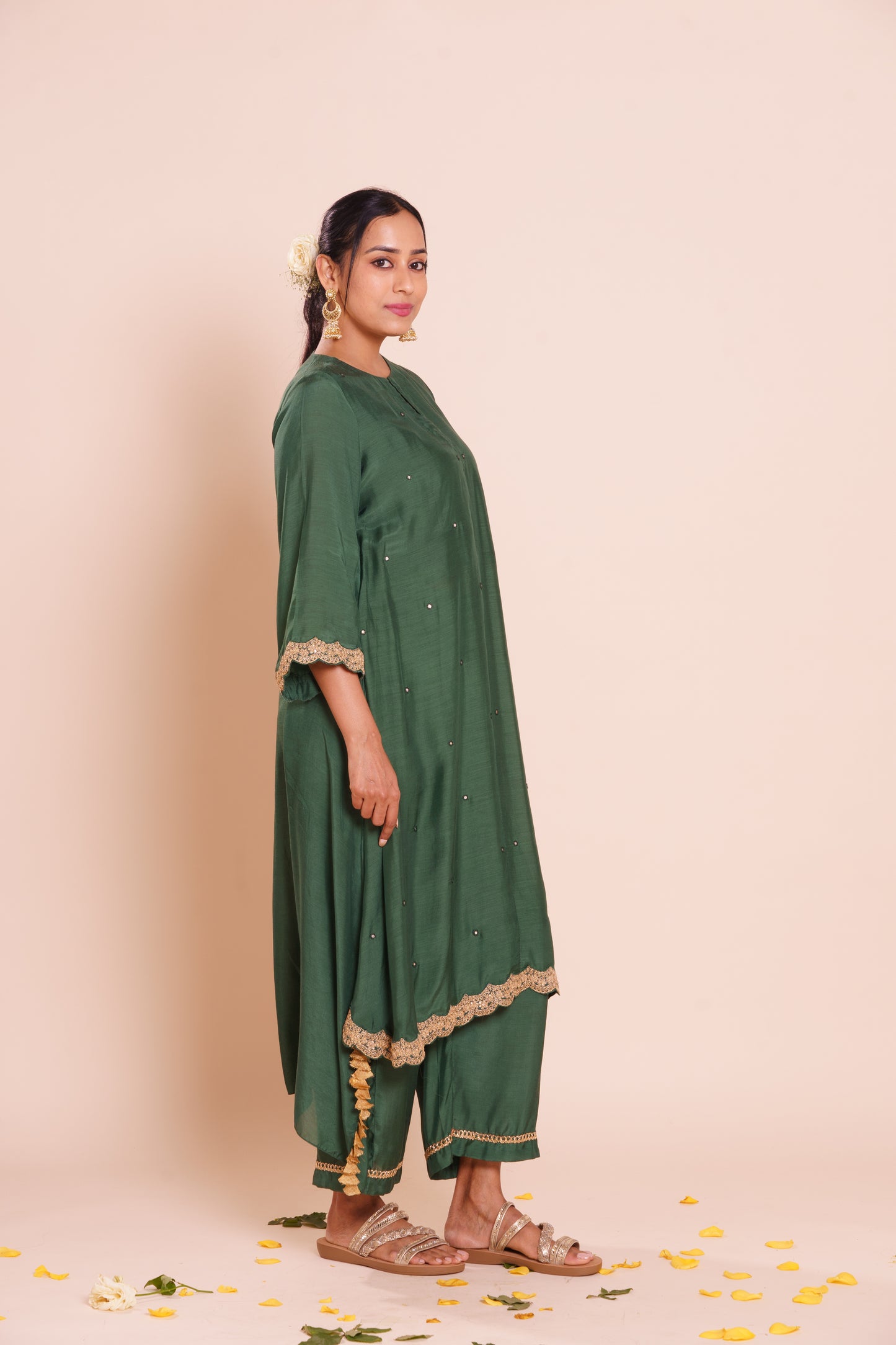 Devina Bottle Green Kurta Se