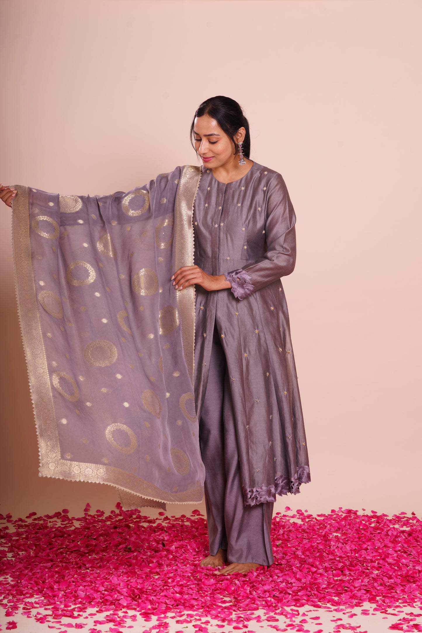 Tarini Grey Chanderi Set