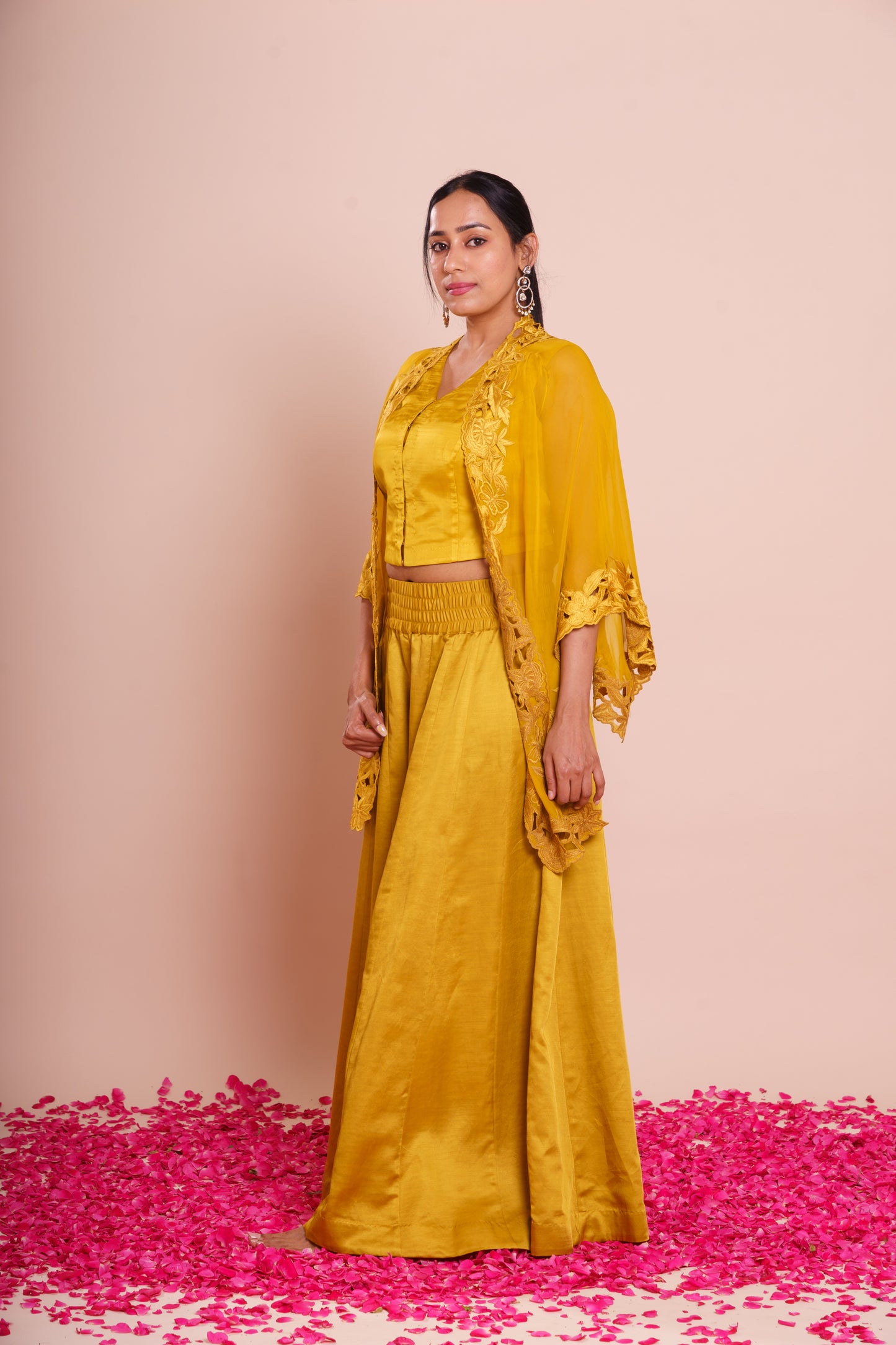 Avisha Mustard Yellow Cape Set