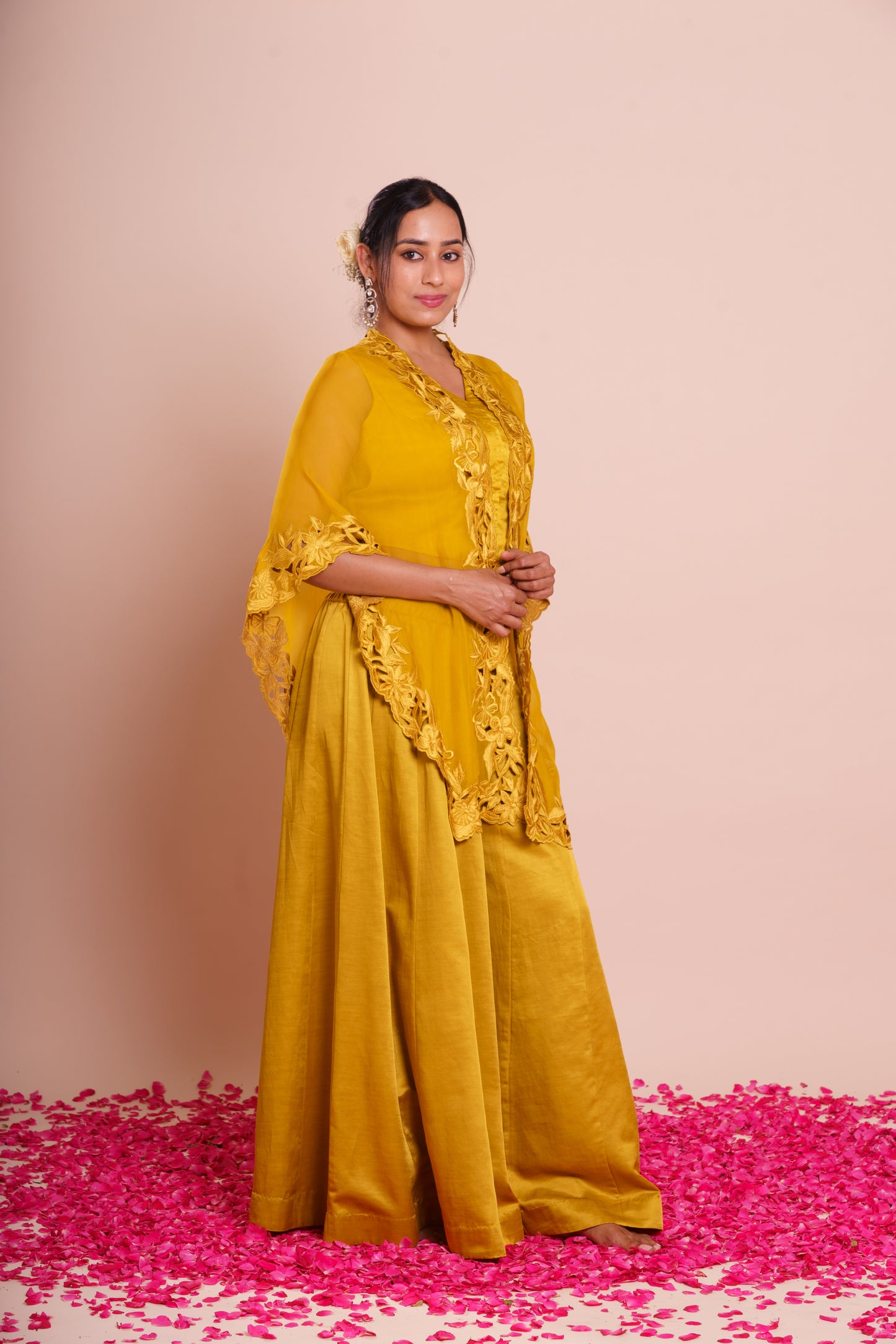 Avisha Mustard Yellow Cape Set