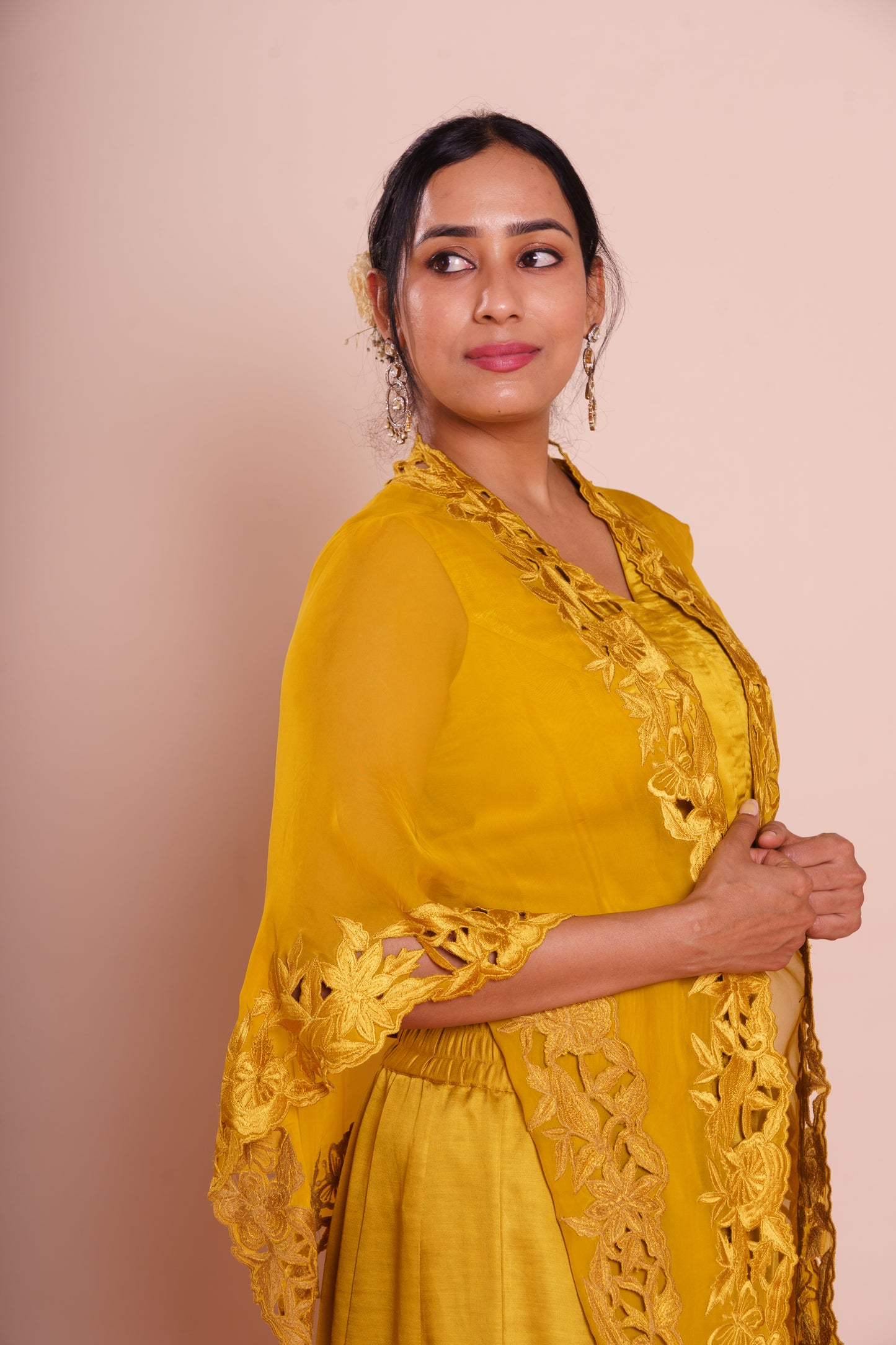 Avisha Mustard Yellow Cape Set