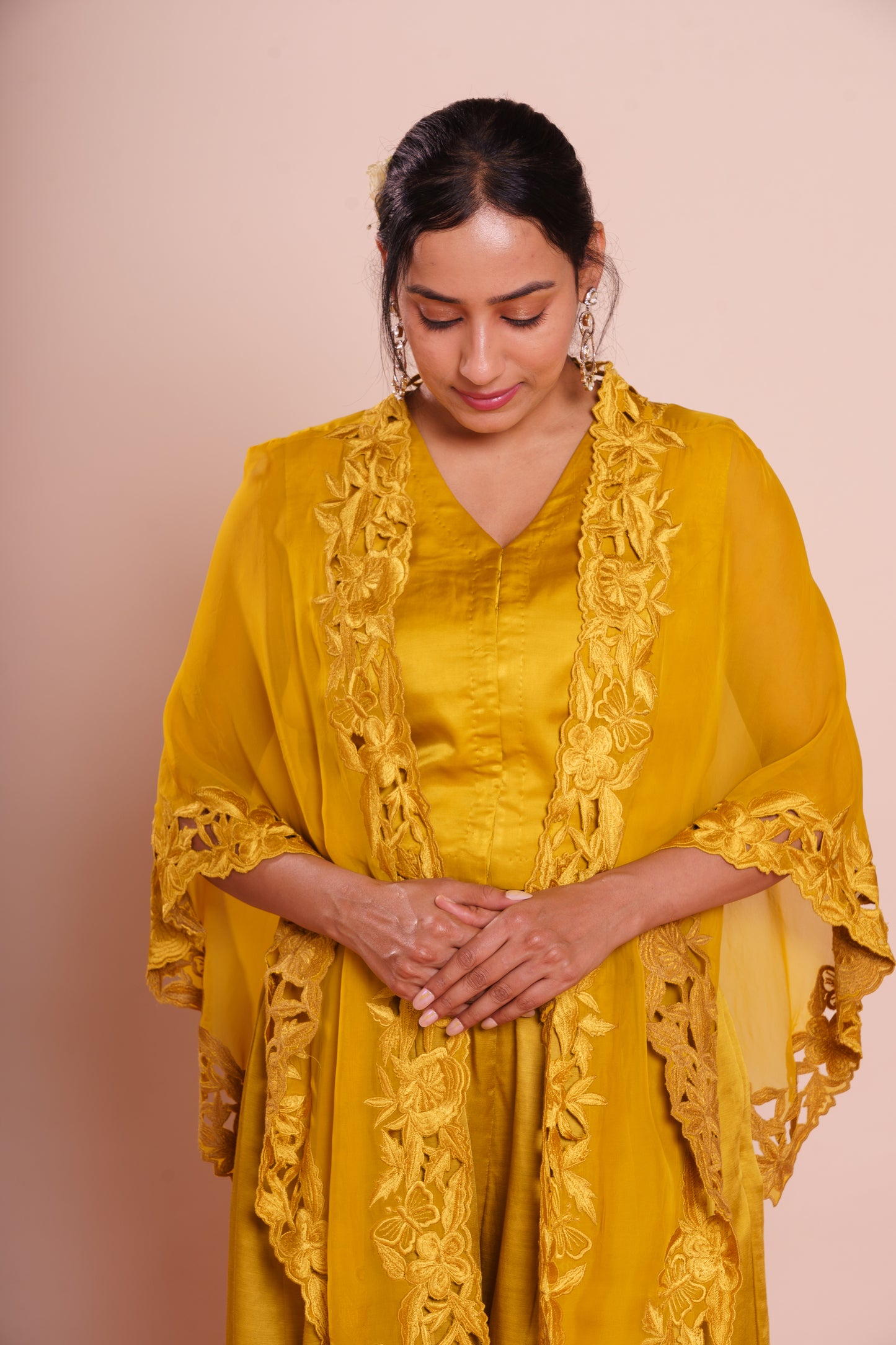 Avisha Mustard Yellow Cape Set