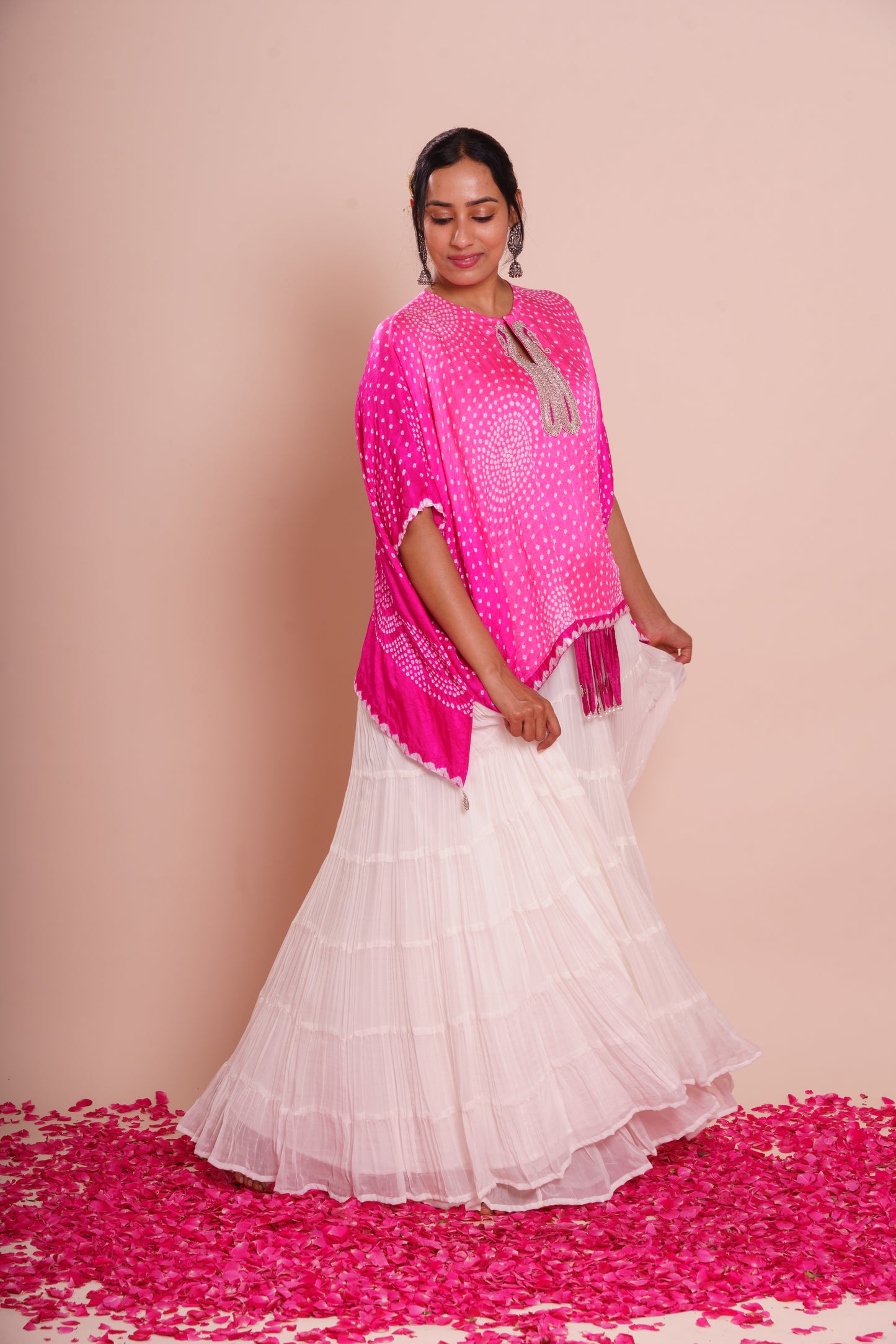 Shriya Pink Bandhani Kaftan Set