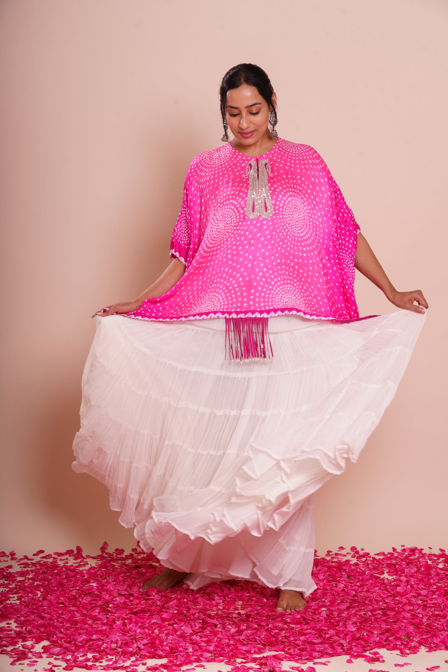 Shriya Pink Bandhani Kaftan Set