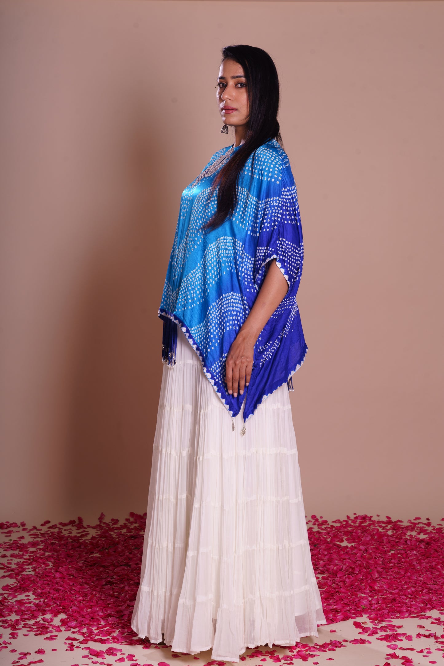Bijal Blue Bandhani Kaftan Set