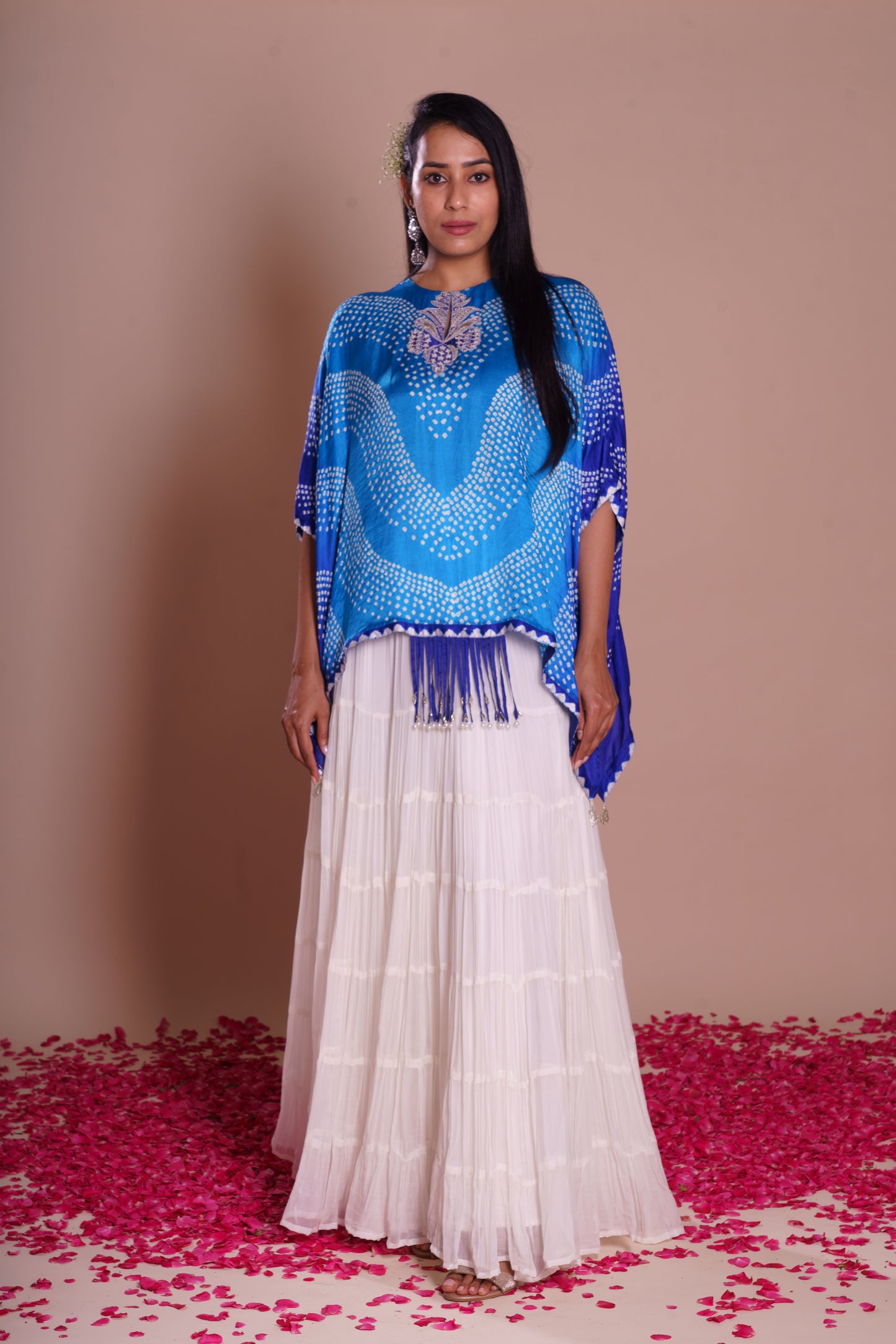 Bijal Blue Bandhani Kaftan Set