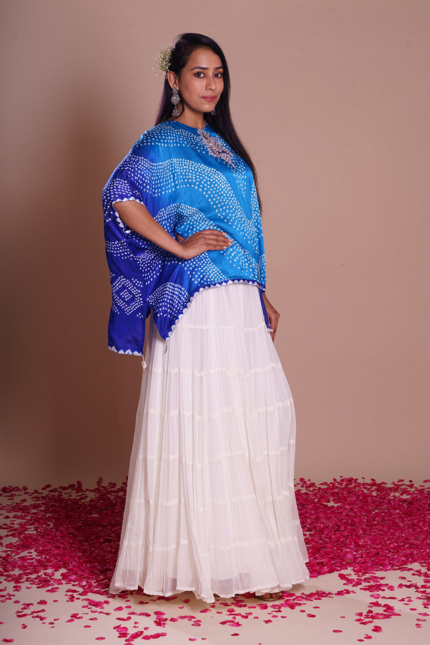 Bijal Blue Bandhani Kaftan Set