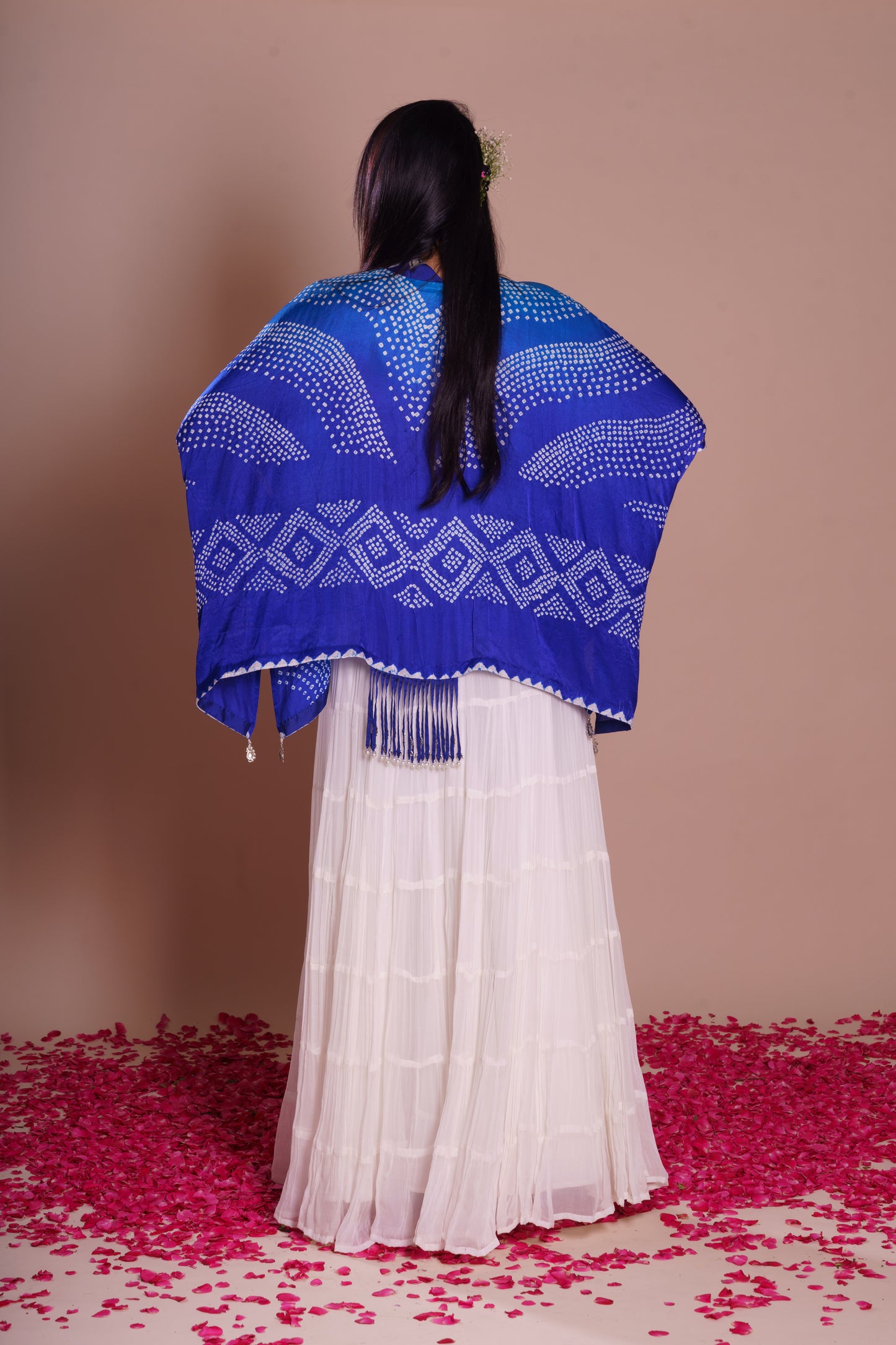 Bijal Blue Bandhani Kaftan Set