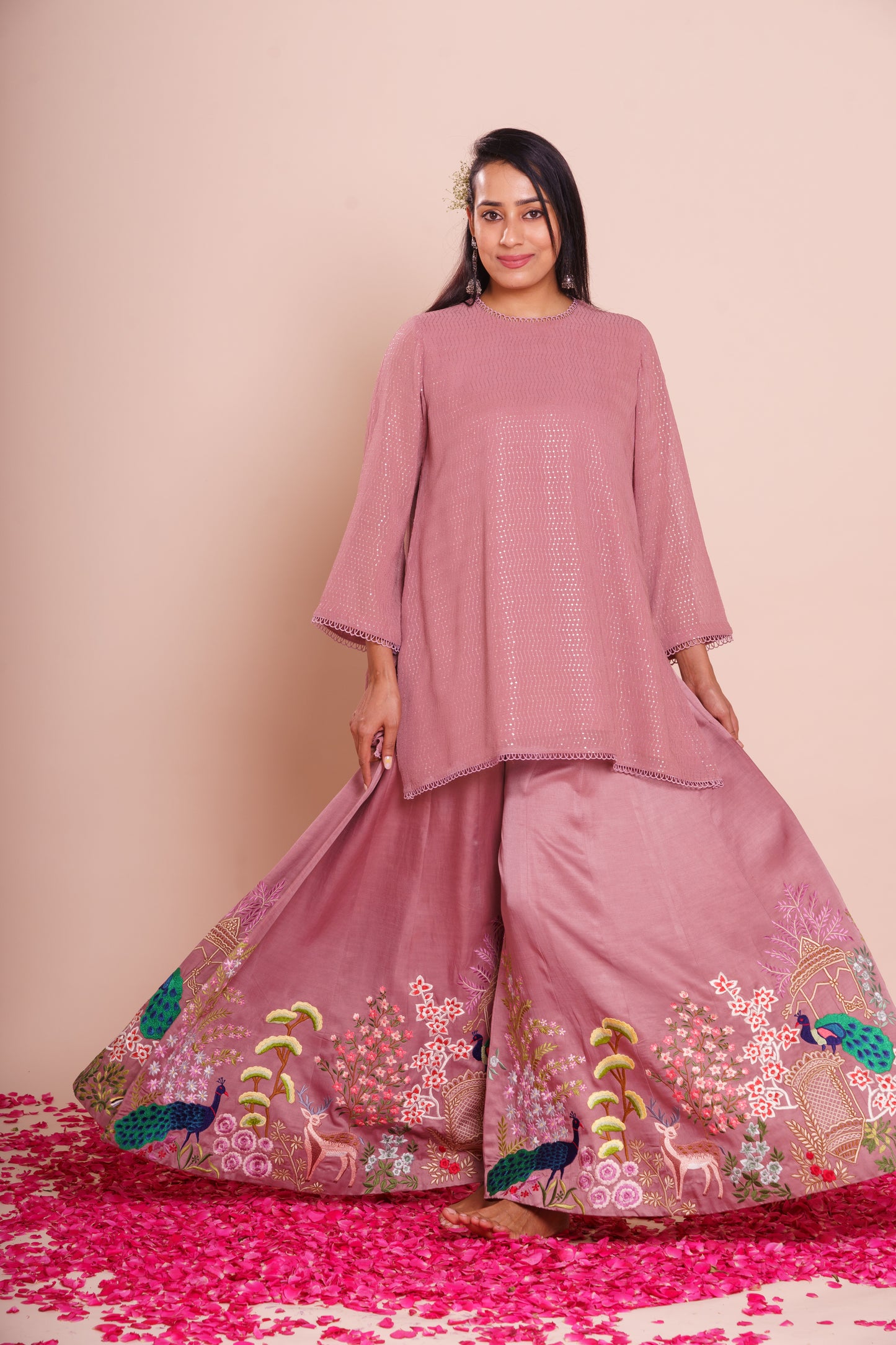 Reva Pink Kurta Sharara Set